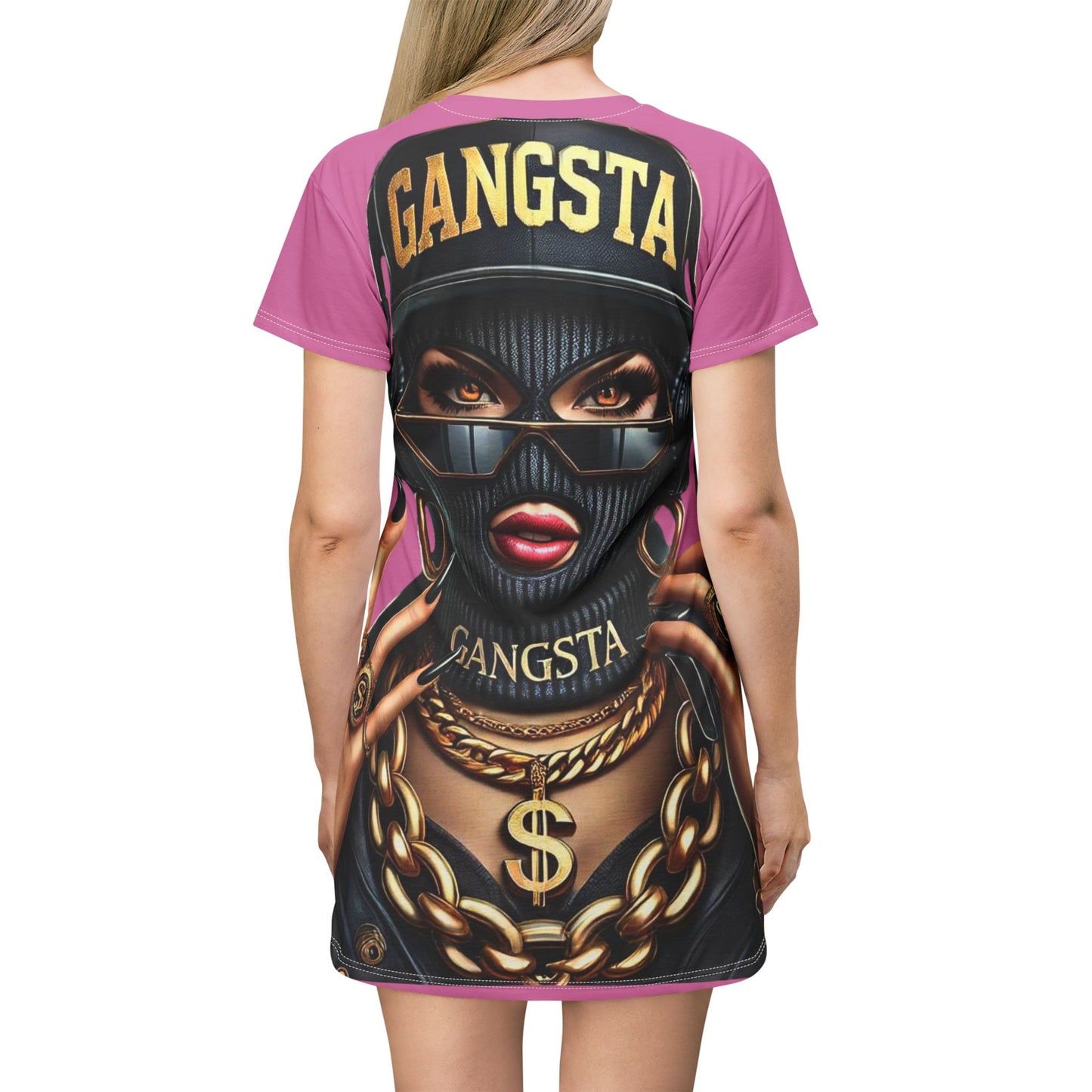 Stylish Gangsta T-Shirt Dress, Trendy Casual Wear, Street Style Outfit, Perfect for Parties, Music Festivals, Gifts for Her