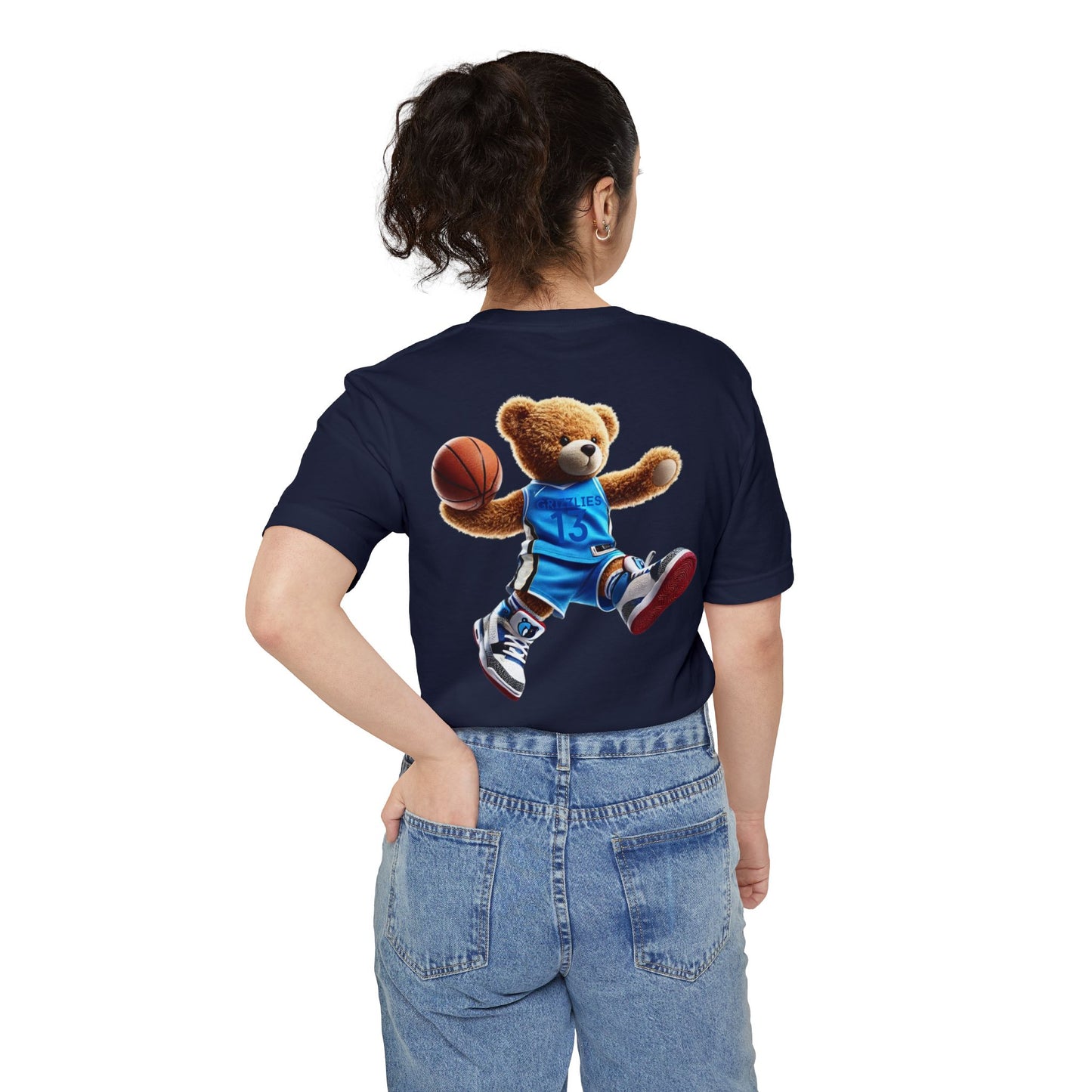 Fun Basketball Bear Pocket T-shirt, Casual Tee for Sports Lovers, Gifts for Him, Unisex Streetwear, Summer Essentials