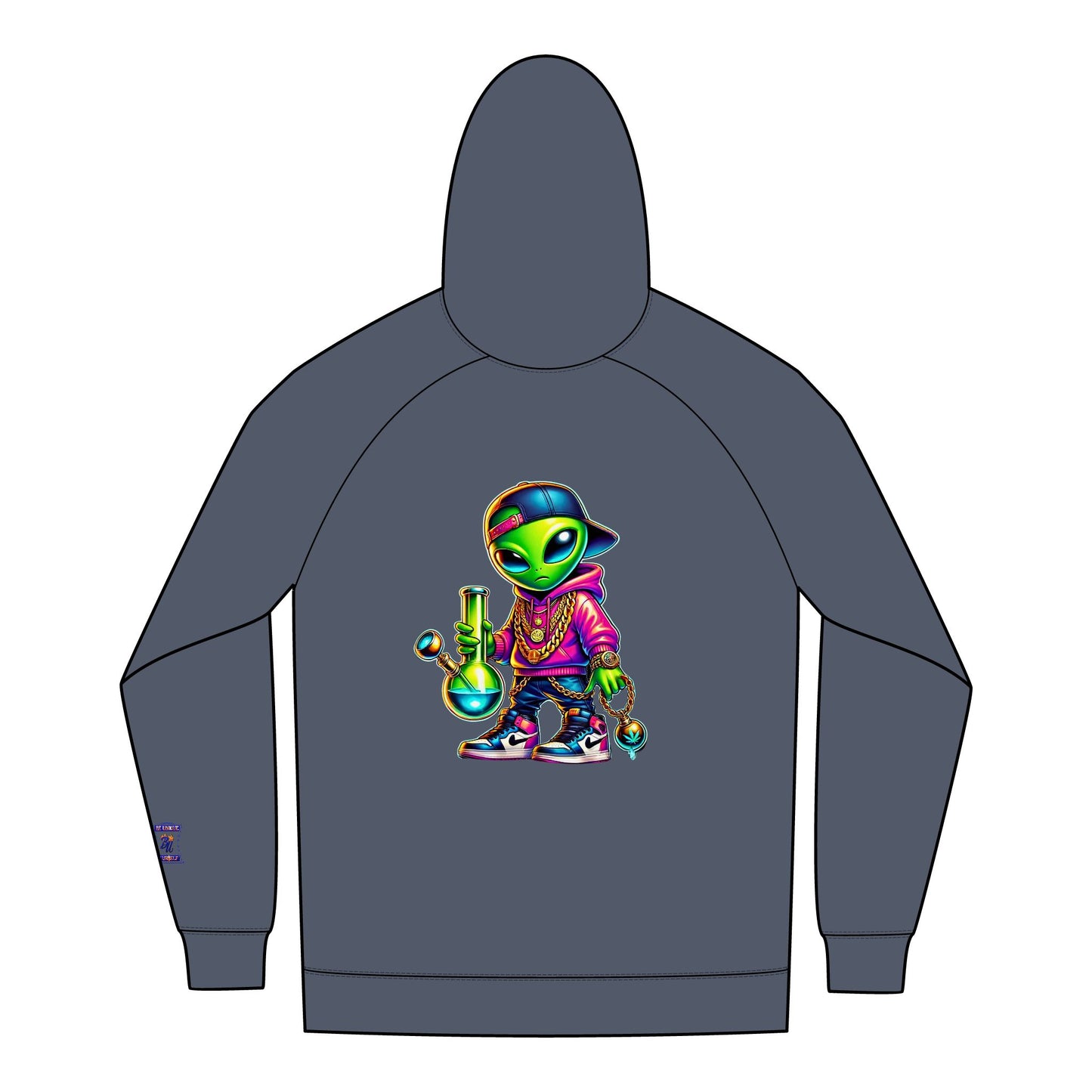 Urban Alien Graphics Full-Zip Hoodie - Streetwear, Casual Jacket, Hip Hop Apparel, Funky Gift for Men, Cool Hoodie