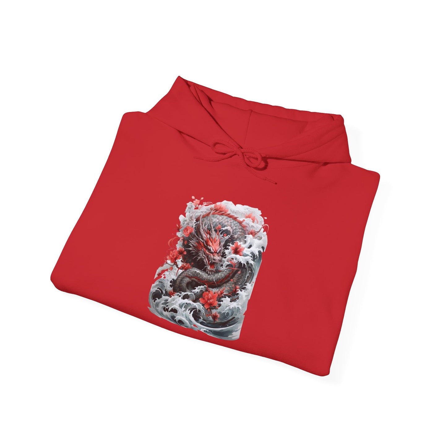 Dragon Wave Hoodie — Japanese Ink Koi Dragon Graphic Hooded Sweatshirt