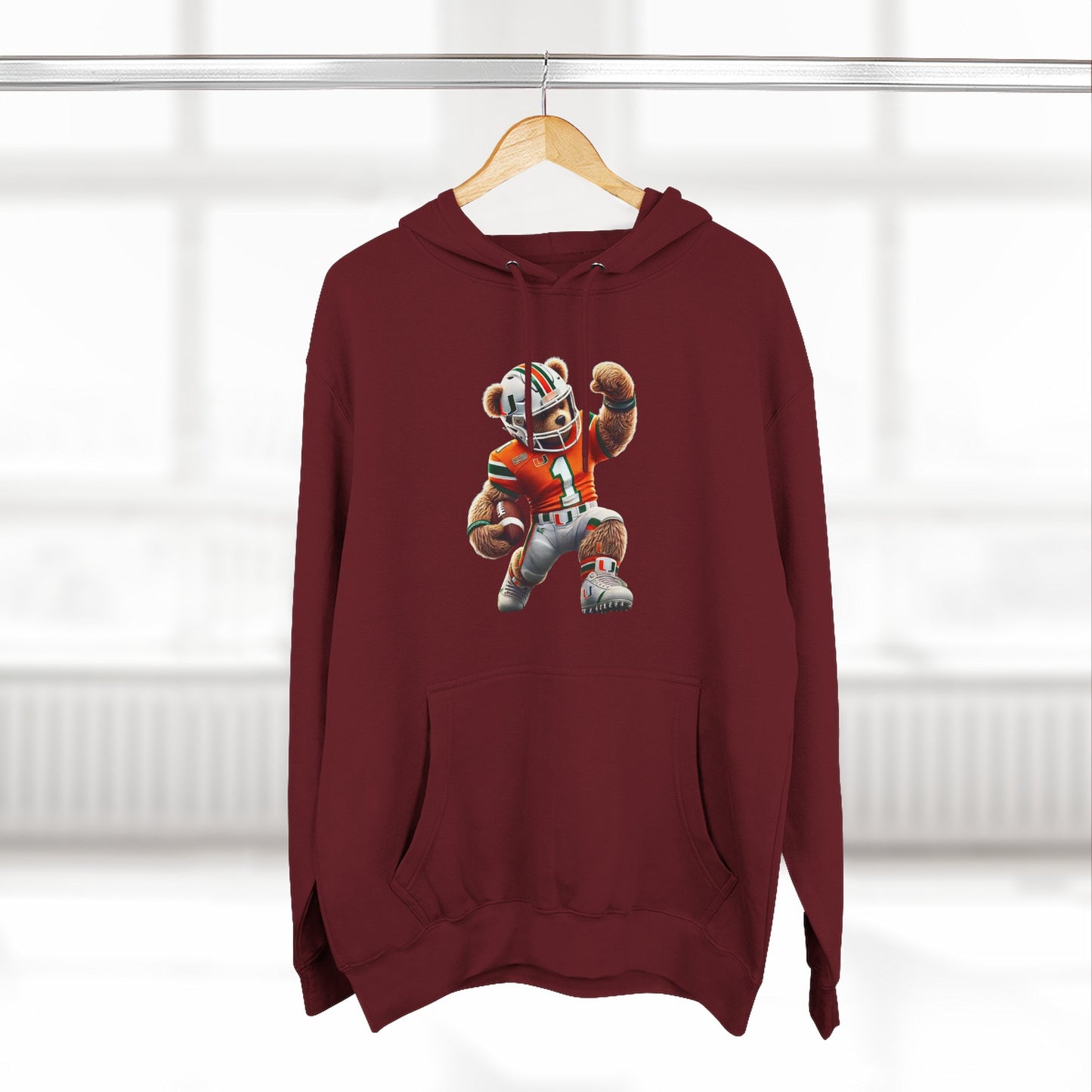 Sporty Three-Panel Fleece Hoodie, Unique Hooded Sweatshirt, Casual Fall Wear, Gift for Sports Fans, Comfortable Activewear