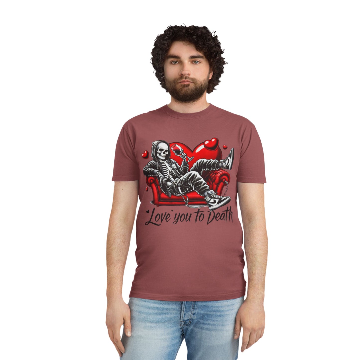 Unisex Faded Graphic Tee for Unique Souls - Love You to Death Design, Casual Wear, Gift for Halloween, Celebrations, Everyday Style
