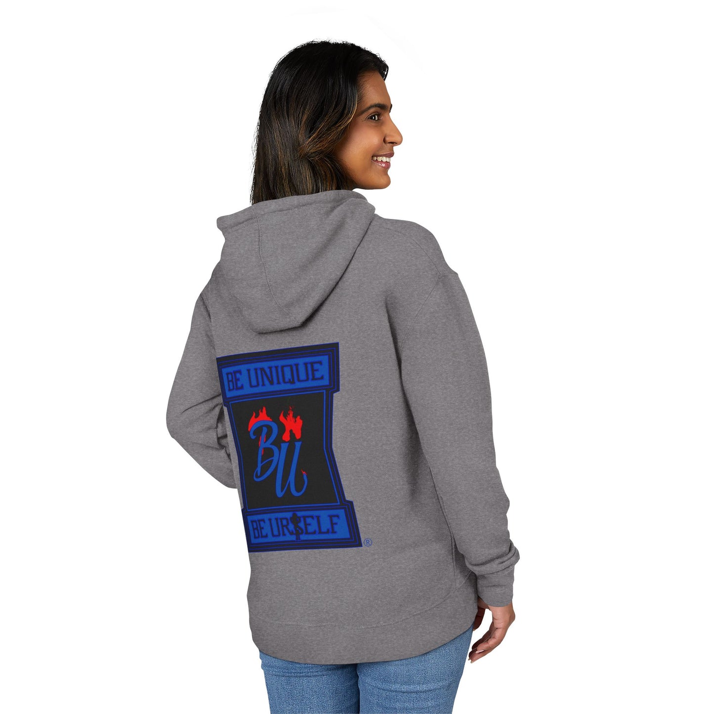 Hoodie — Be Unique Be Urself Blue Flame Graphic Hooded Sweatshirt