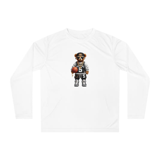 Sporty Animal Graphic Long Sleeve Shirt, Unisex Activewear, Cute Bear Tee, Casual Sportswear, Gift for Athletes, Team Spirit Apparel