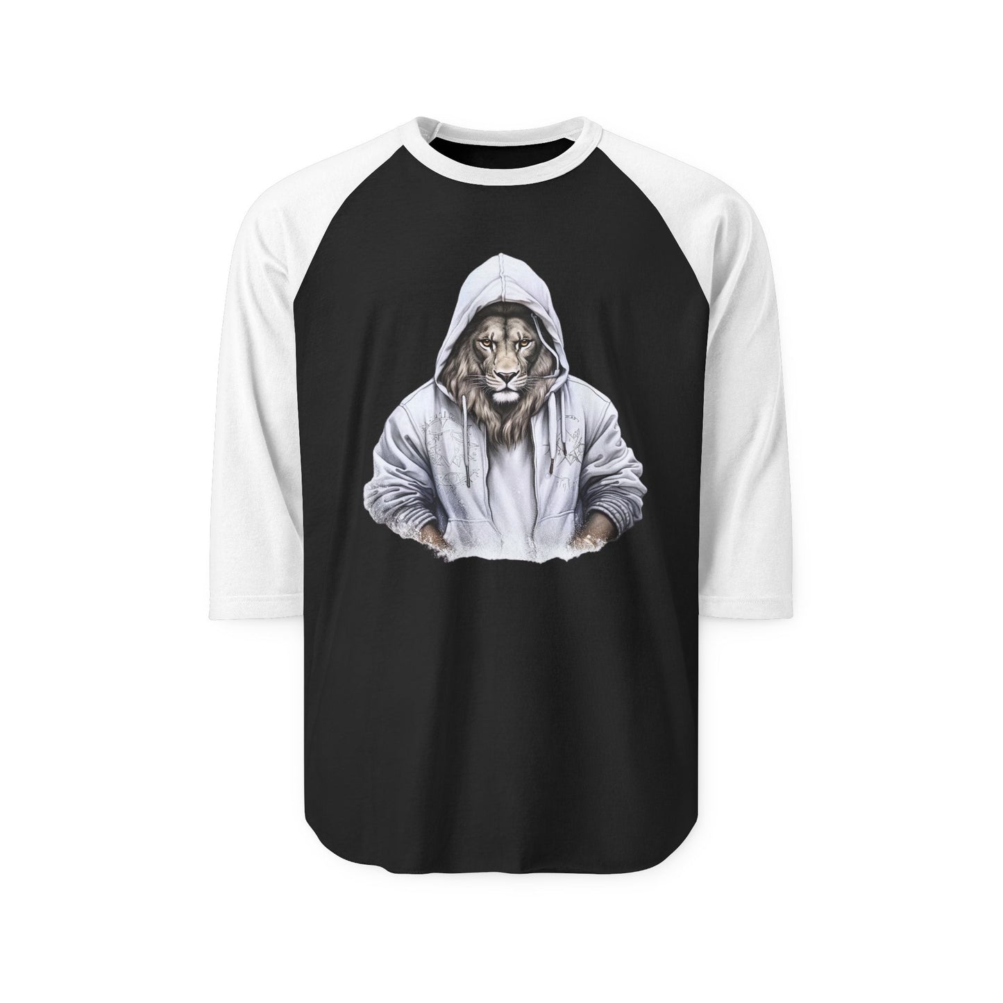 Lion Hoodie Raglan Shirt, Animal Lover Gift, Unisex Tee for Casual Outings, Unique Graphic Shirt, Perfect for Birthdays and Holidays