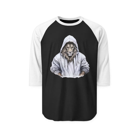 Lion Hoodie Raglan Shirt, Animal Lover Gift, Unisex Tee for Casual Outings, Unique Graphic Shirt, Perfect for Birthdays and Holidays