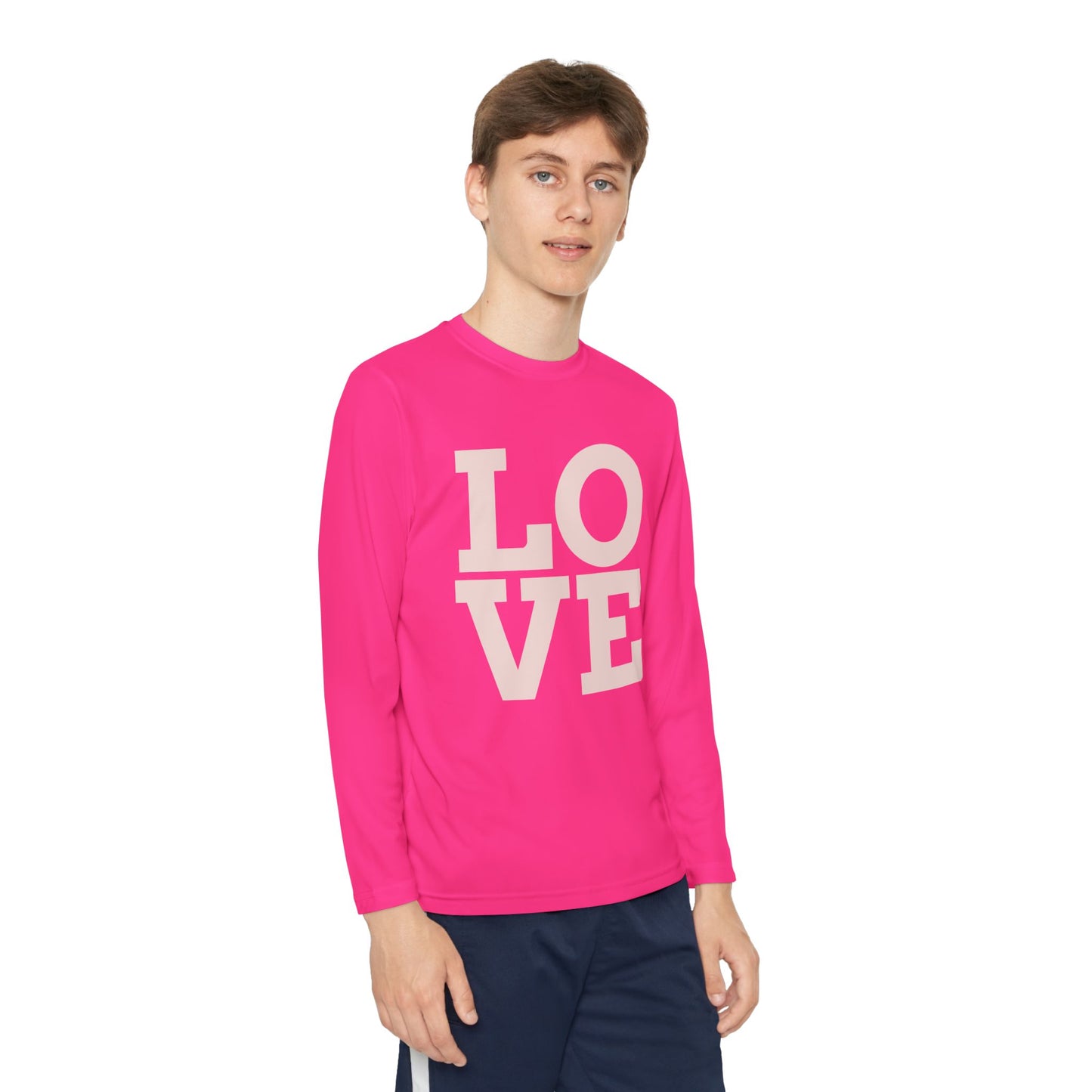 Youth Long Sleeve Love Competitor Tee | Cute Kids Shirt, Gift for Teens, Unique Style Tee, Birthday Present, Be Yourself Wear