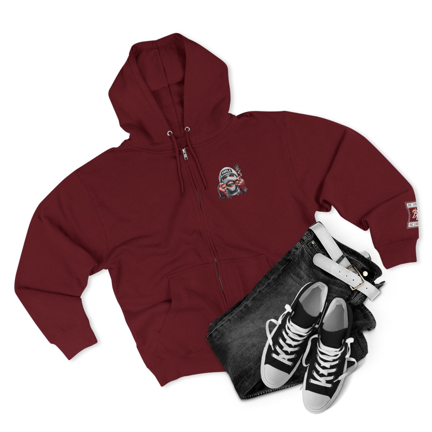 Urban Art Zip Hoodie - Smile Design for Trendsetters