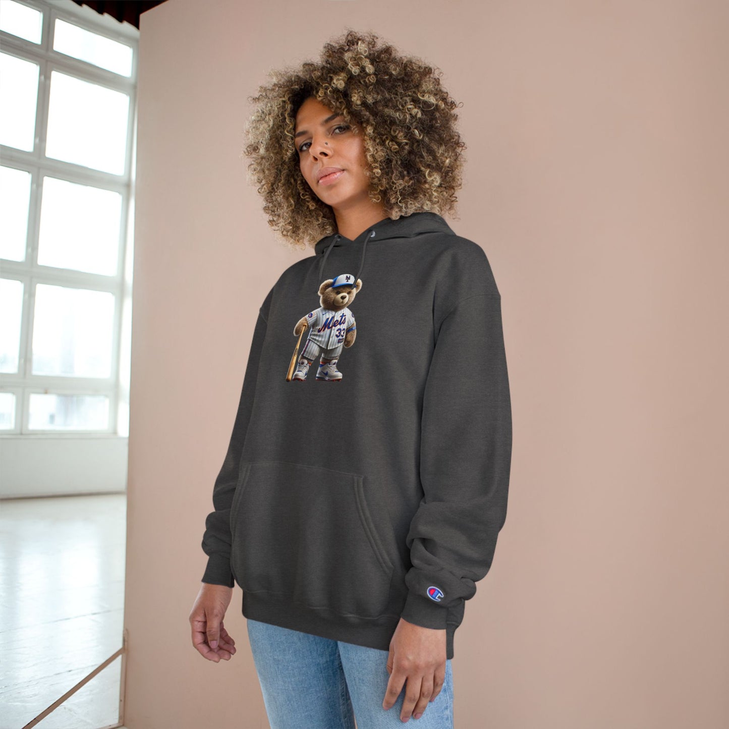 Cute Sports Bear Hoodie, Cozy Sweatshirt, Gift for Sports Fans, Casual Wear, Unisex Champion Hoodie, Birthday Present, Animal Lover Apparel
