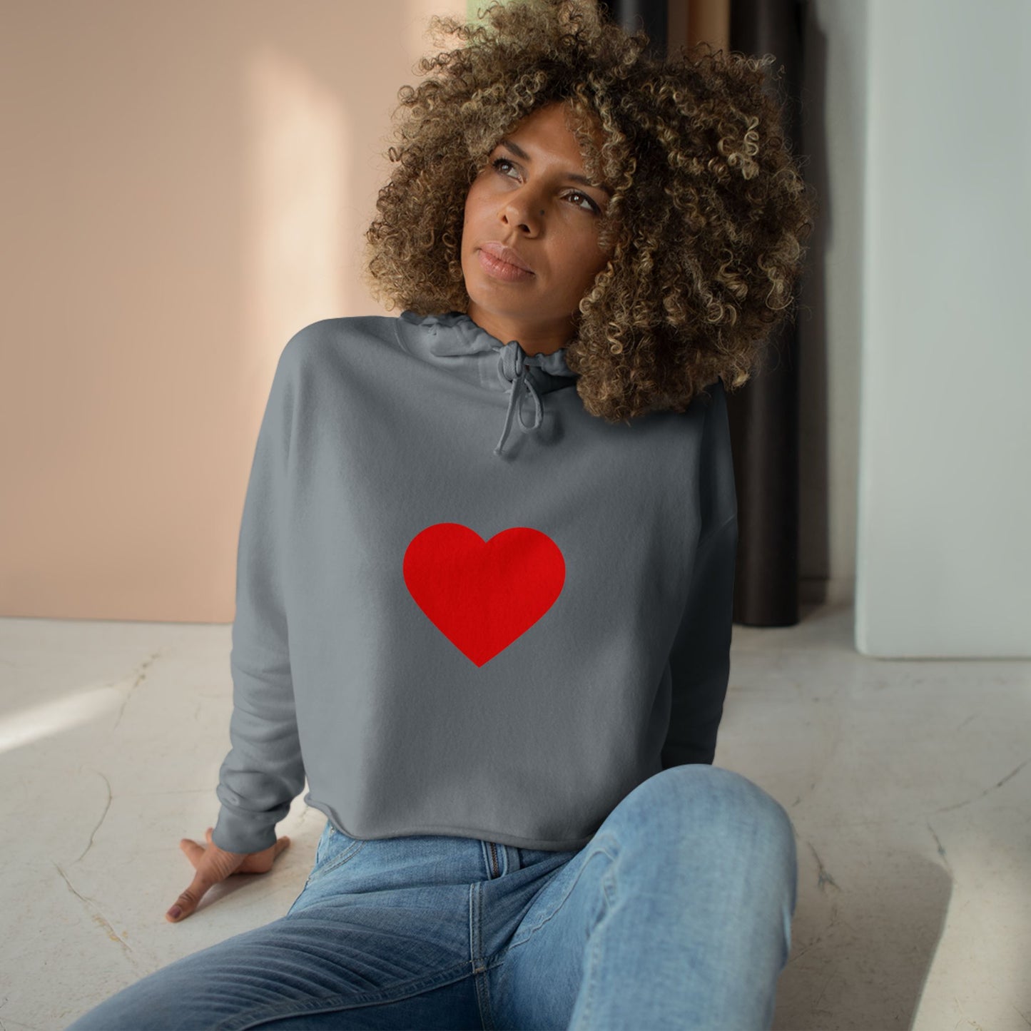 Trendy Crop Hoodie with Heart and Unique Message, Casual Hoodie, Gift for Her, Summer Fashion, Streetwear