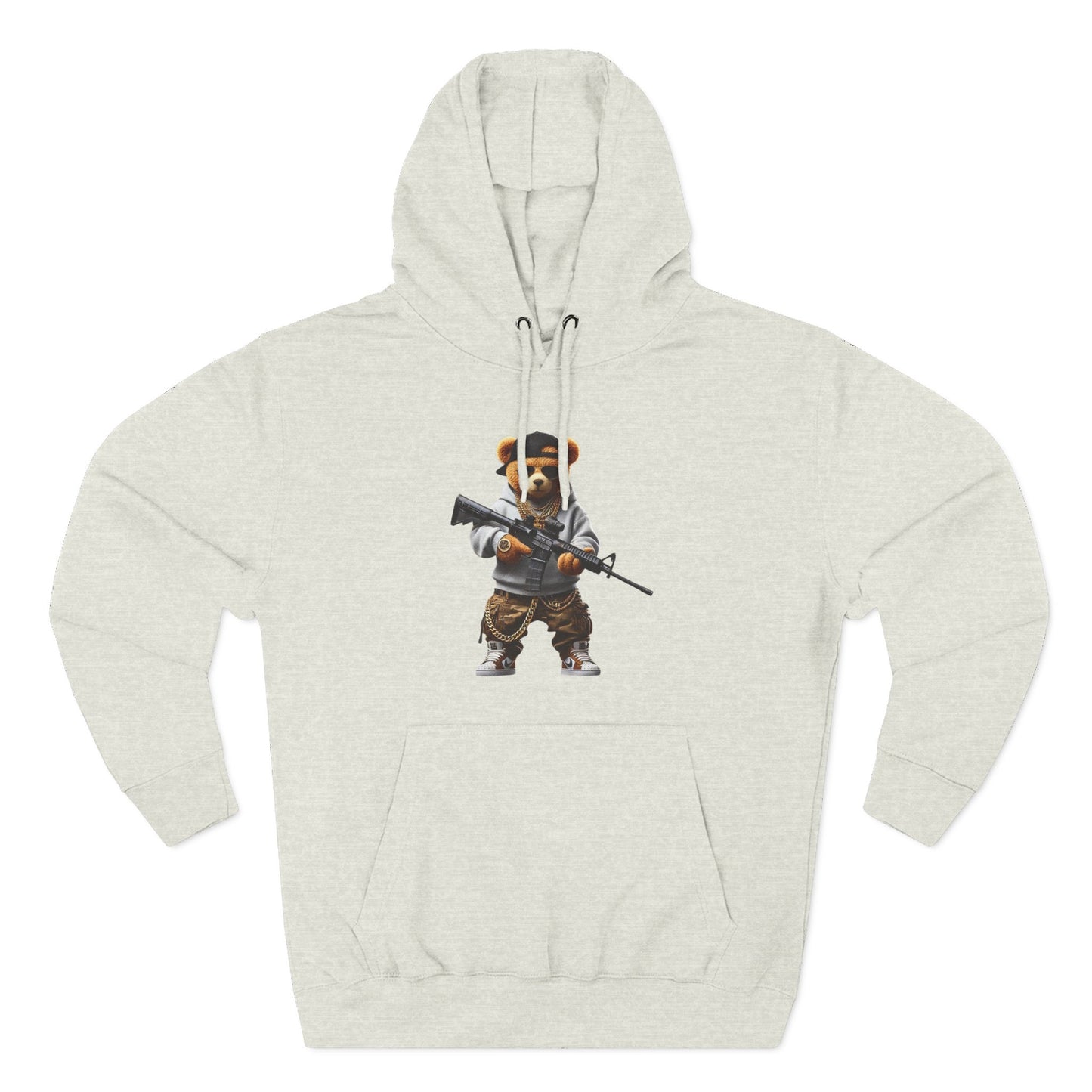 Be Unique Be Urself Hoodie — Cute Bear Soldier Graphic Fleece Pullover