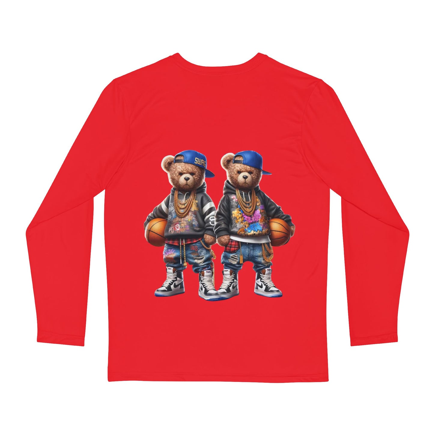 Urban Bear Graphic Tee, Cool Long Sleeve Shirt, Trendy Men's Apparel, Perfect for Casual Outings, Basketball Lovers