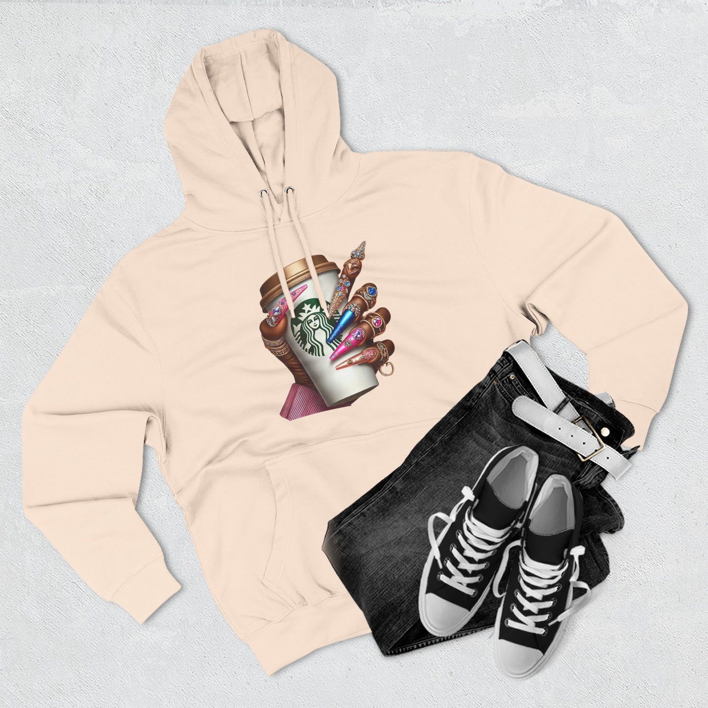 Artistic Coffee Lover's Fleece Hoodie