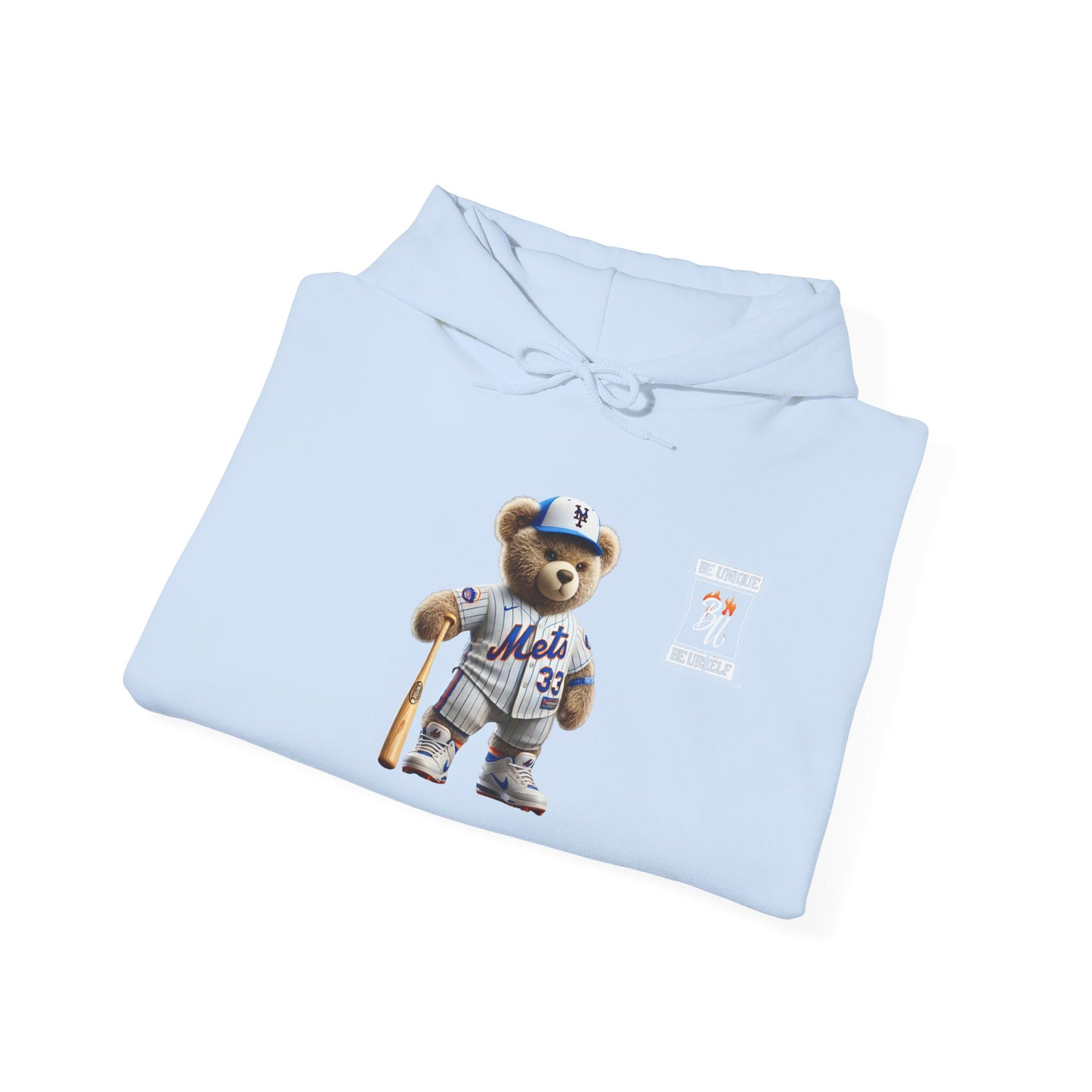 Baseball Teddy Hoodie — Cute Mets Bear Sweatshirt, Fan Gift