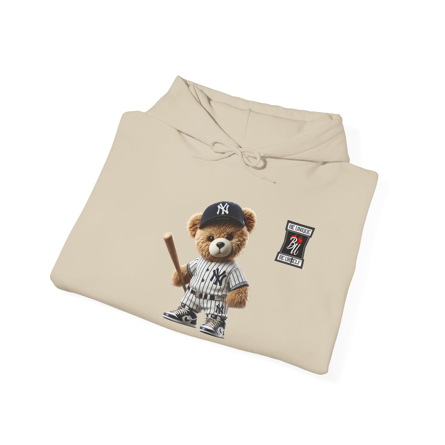 Baseball Teddy Hoodie — Cute Batting Bear Pullover for Fans