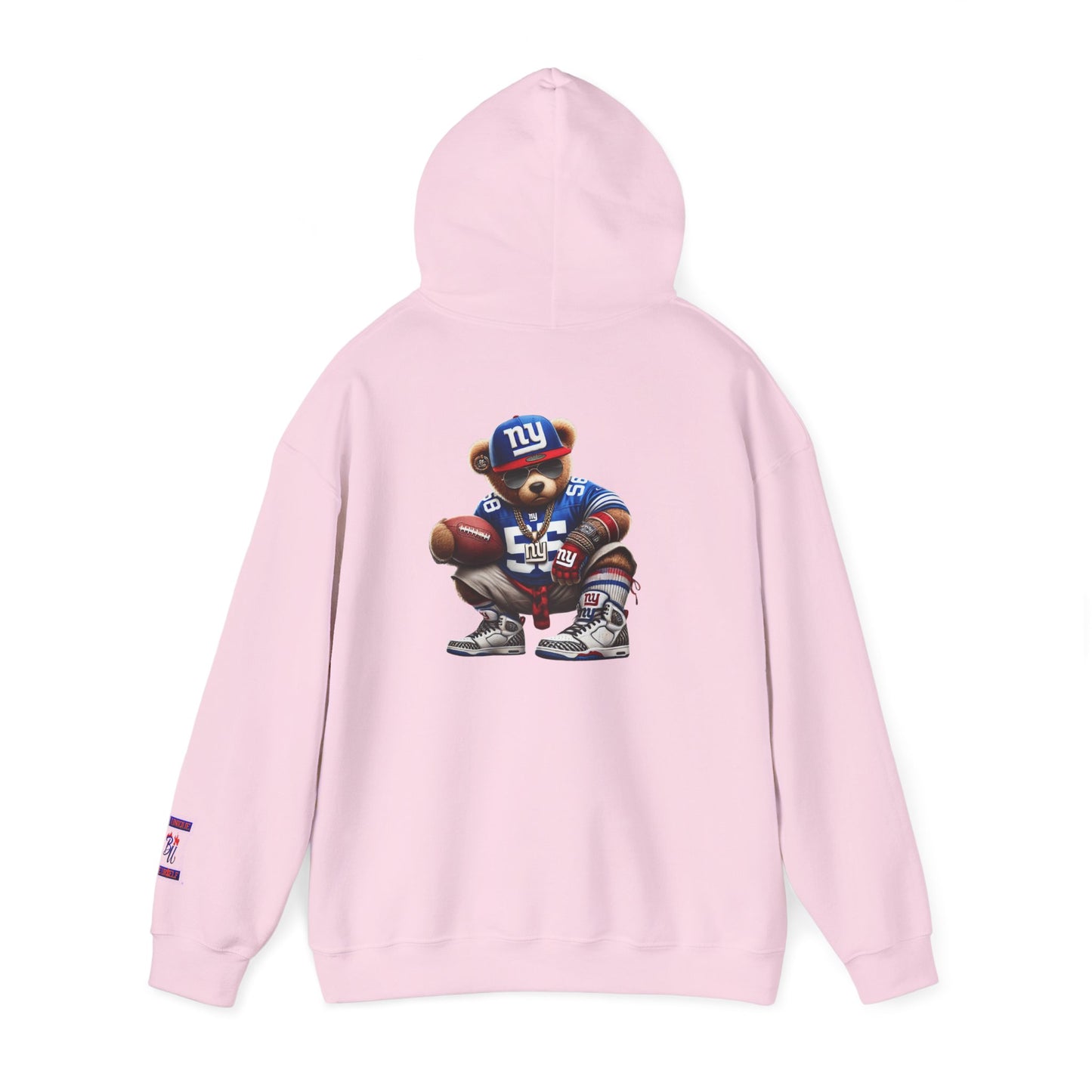 Football Bear Hoodie — Retro NYG Football Player Graphic Sweatshirt