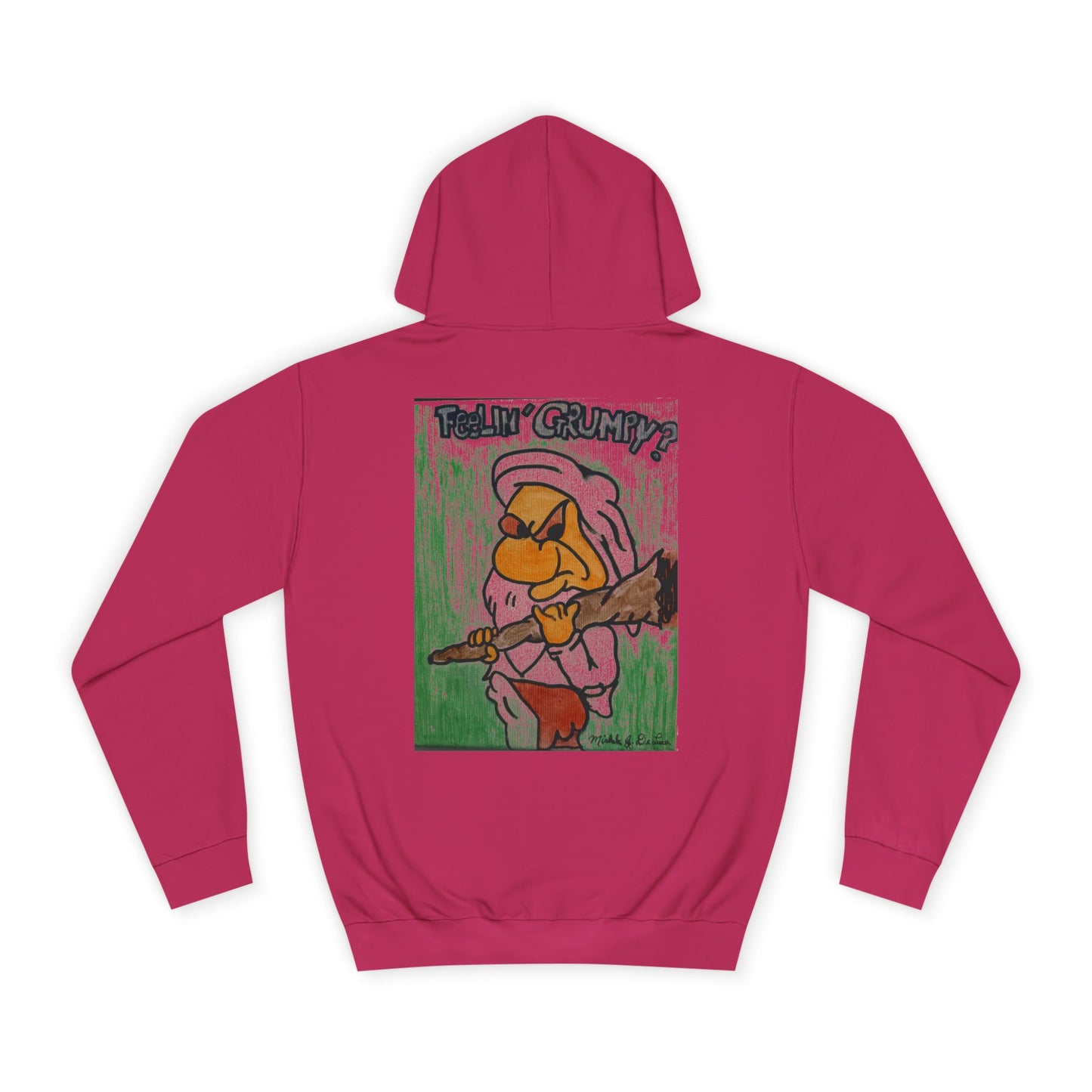 Grumpy Cartoon College Hoodie, Unisex Apparel for Students, Cozy Gift for School, Funny Pullover Sweatshirt, Hooded Sweatshirt
