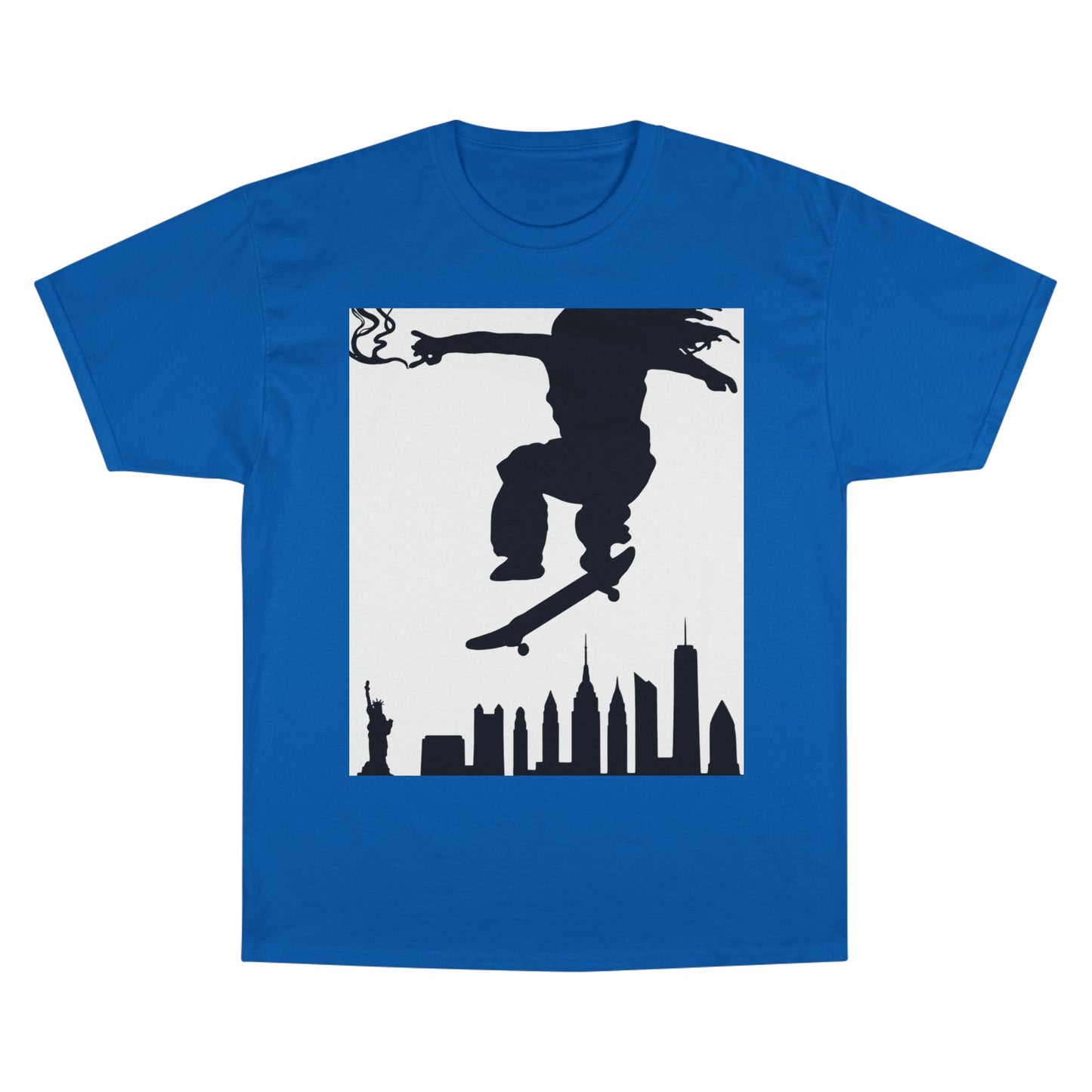 Skateboarder Silhouette T-Shirt — Urban NYC Skyline Skate Tee