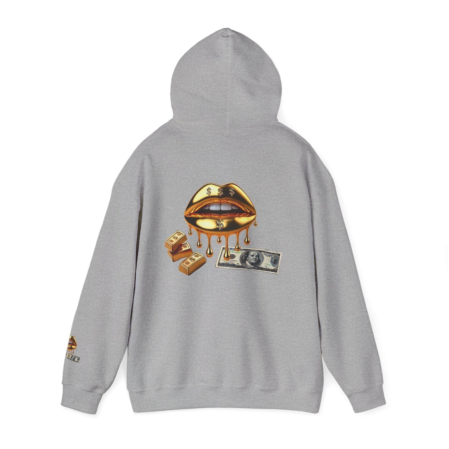 Hoodie — Golden Drip Lips & Money Graphic Pullover