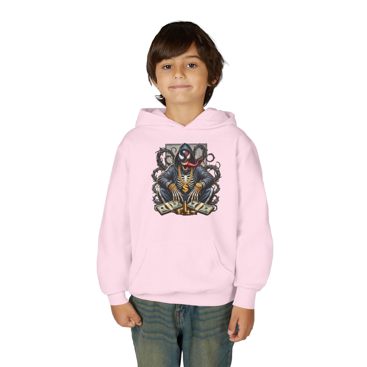 Youth Hoodie — Be Unique Be Urself Graphic Hoodie with Octopus Skull Design