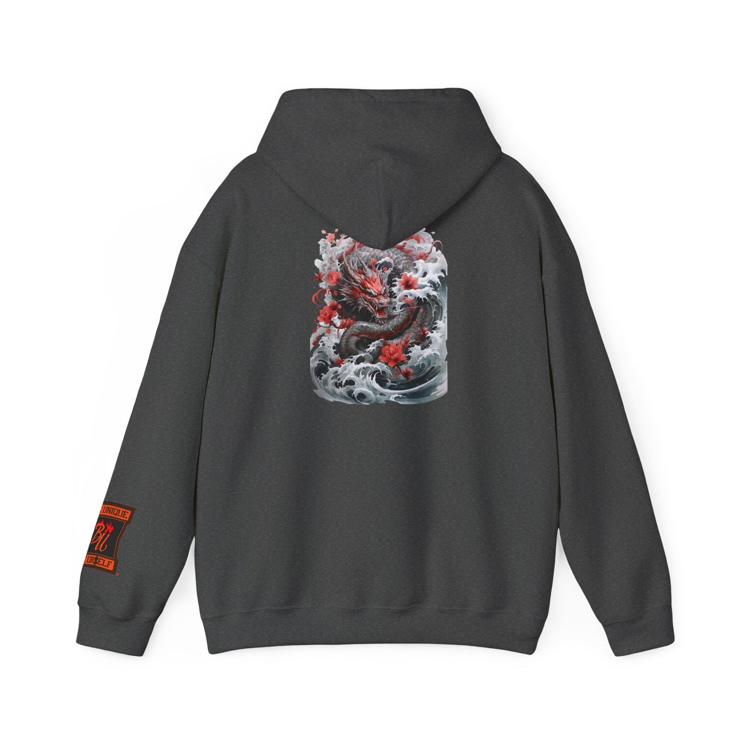 Dragon Wave Hoodie — Japanese Ink Koi Dragon Graphic Hooded Sweatshirt