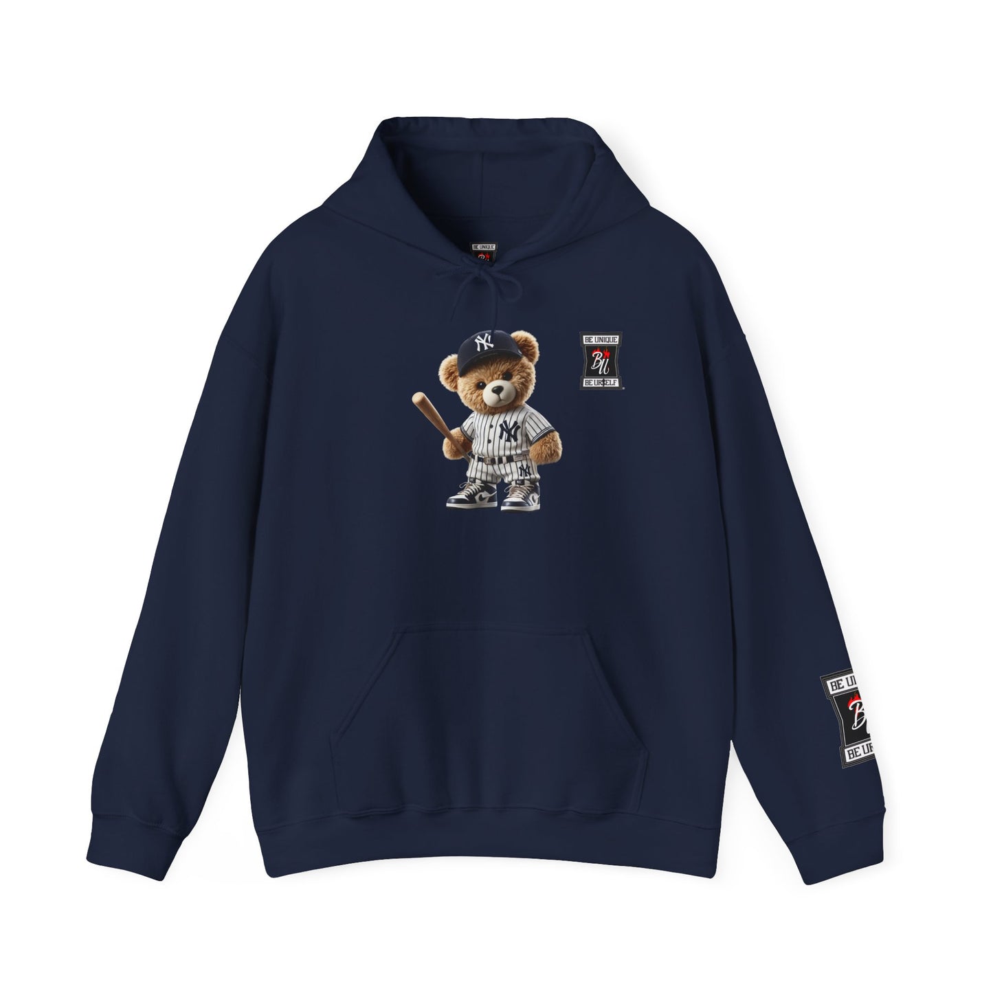 Baseball Teddy Hoodie — Cute Batting Bear Pullover for Fans