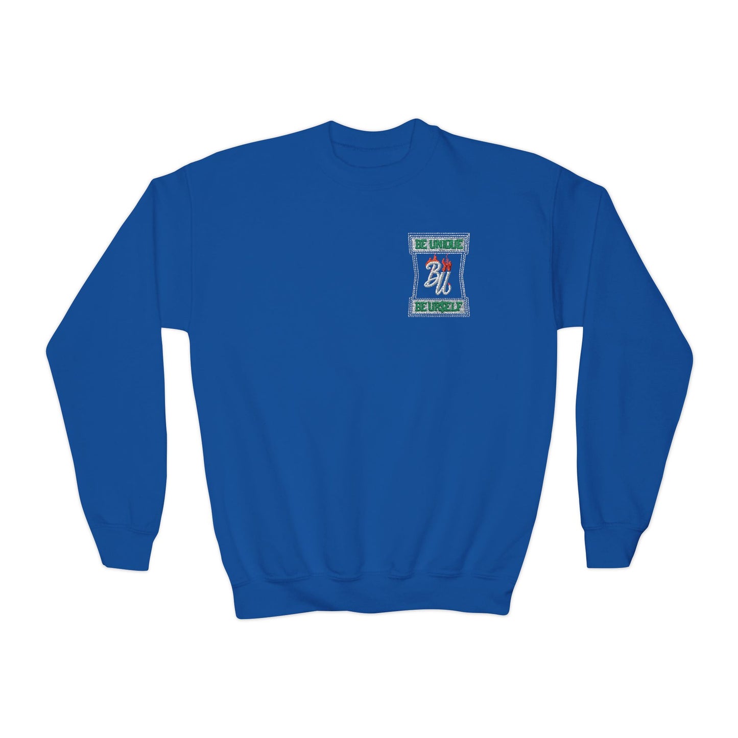 Youth Crewneck Sweatshirt — Holiday Floral Pocket Print