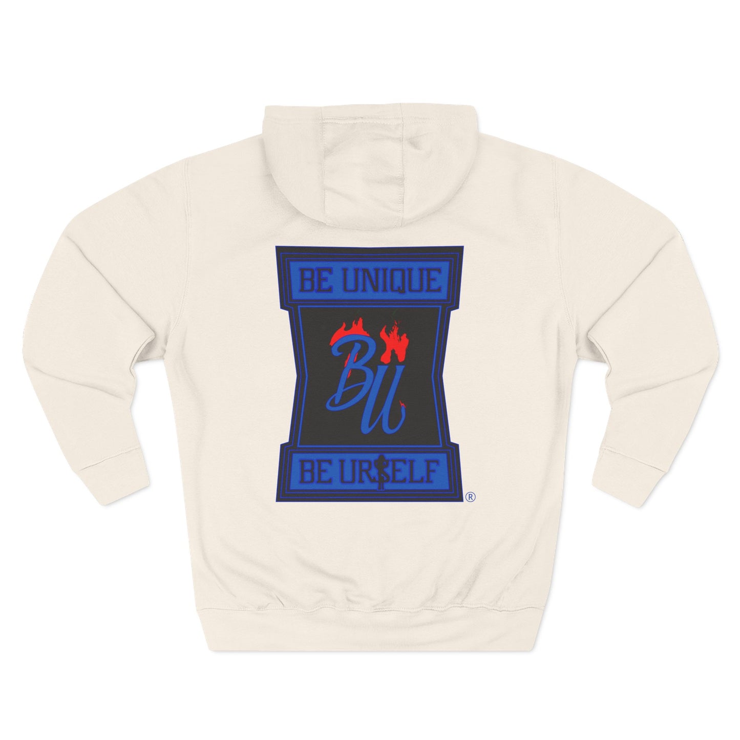 Be Unique Be Urself Hoodie — Cute Bear Soldier Graphic Fleece Pullover