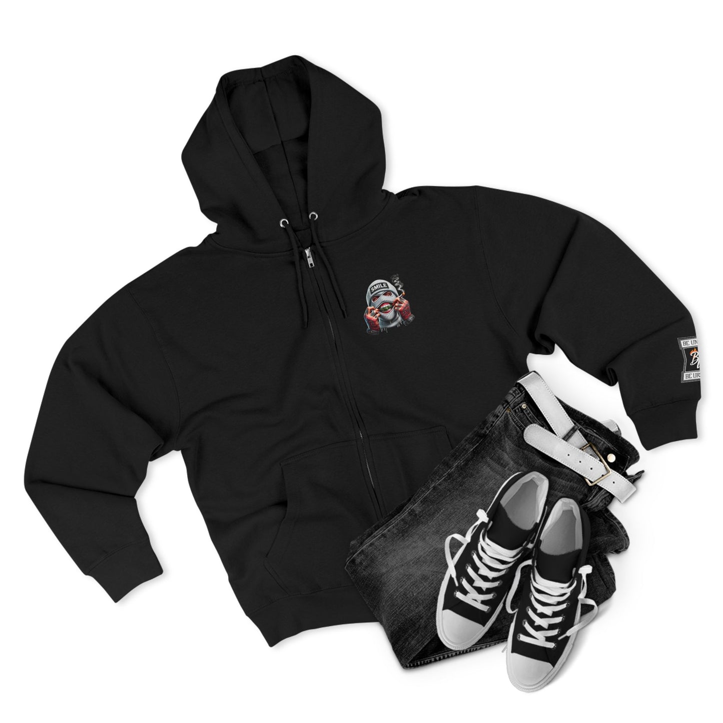 Urban Art Zip Hoodie - Smile Design for Trendsetters