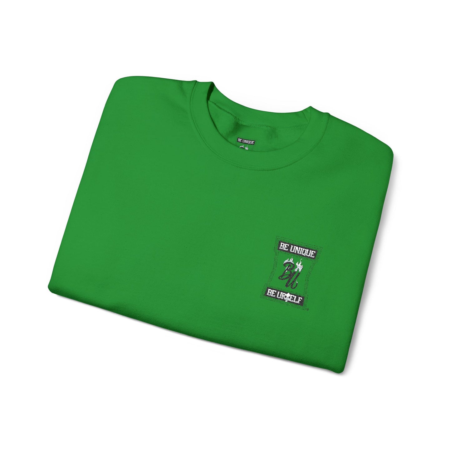Minimalist White Crewneck Sweatshirt with Small Chest & Sleeve Graphic
