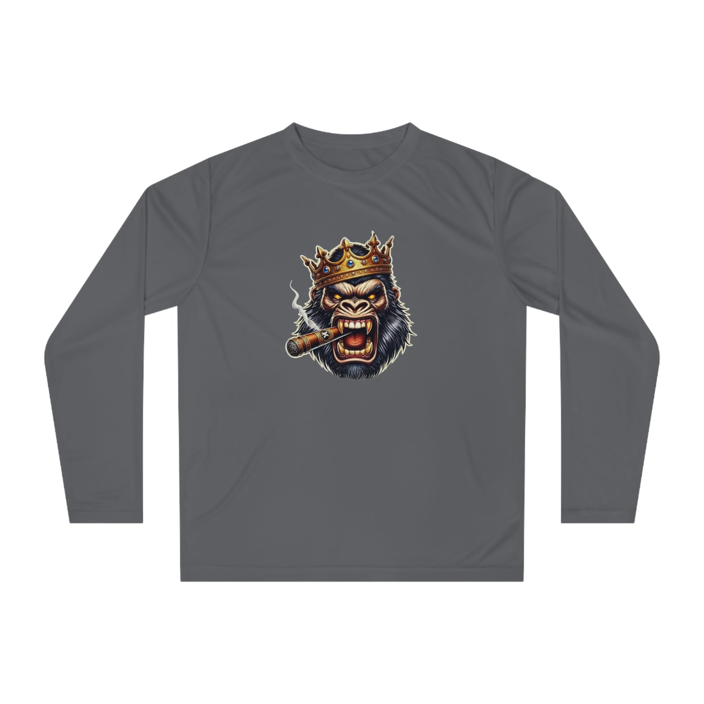 King Gorilla Performance Long Sleeve Shirt, Unisex Graphic Tee, Sporty Apparel, Gift for Him, Unique Workout Top