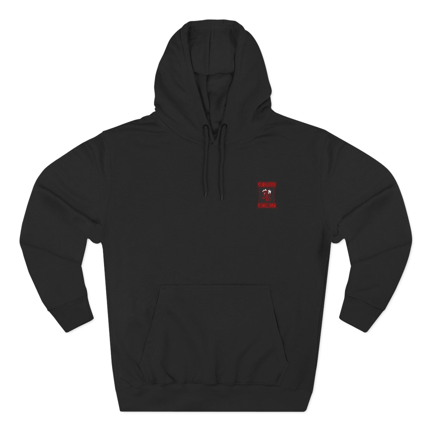 Black Fleece Hoodie with Small Red 'I Need Space' Astronaut Chest Print