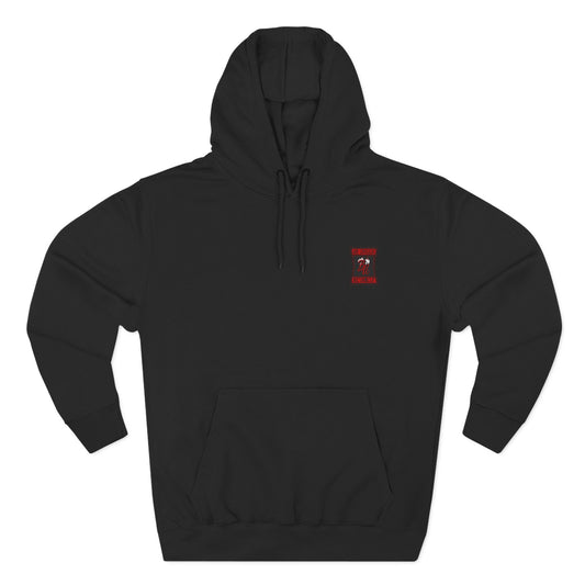 Black Fleece Hoodie with Small Red 'I Need Space' Astronaut Chest Print