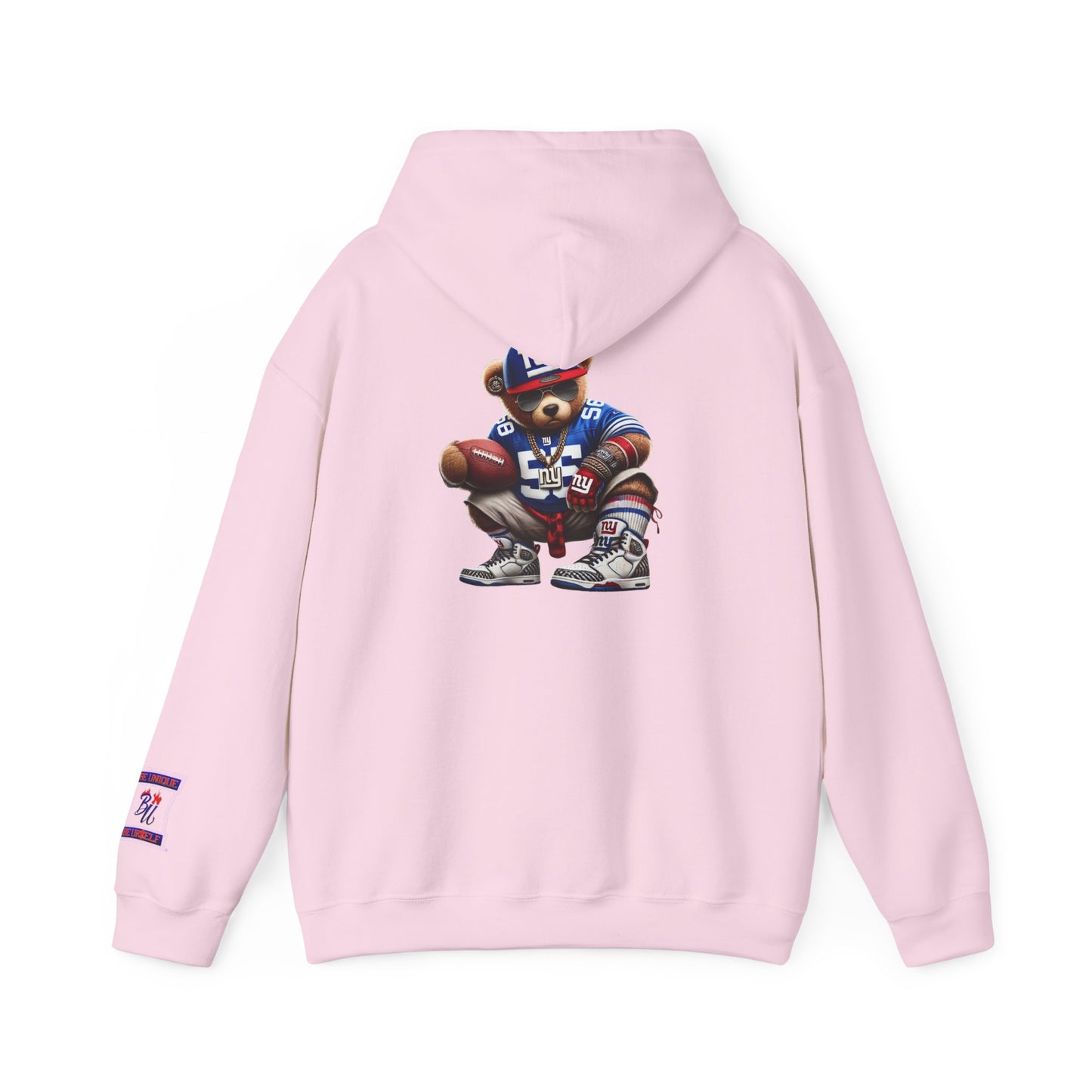 Football Bear Hoodie — Retro NYG Football Player Graphic Sweatshirt