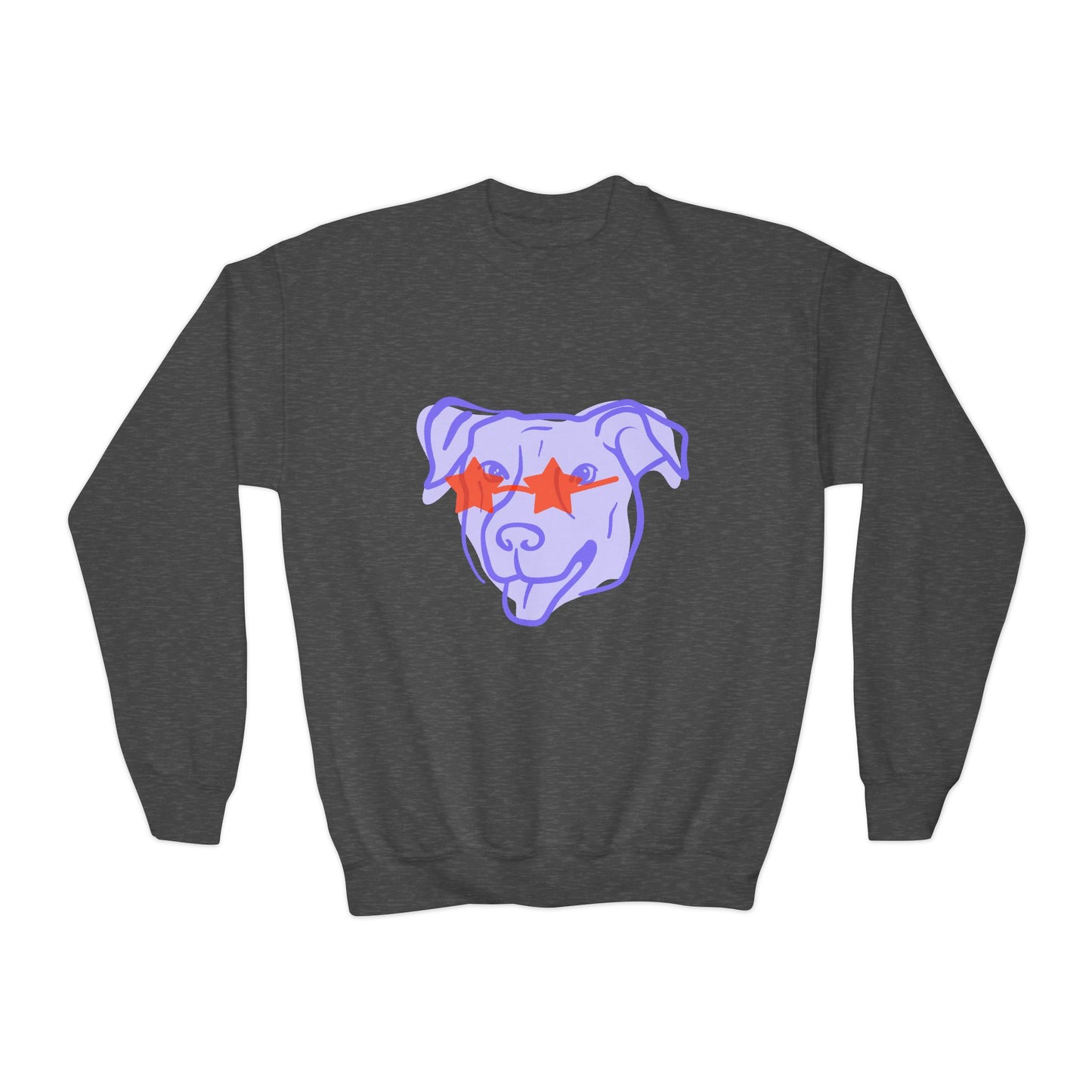 Youth Crewneck Sweatshirt with Playful Dog Design | Perfect for Pet Lovers, Everyday Comfort, Gift Idea, Unique Style, Trendy Apparel