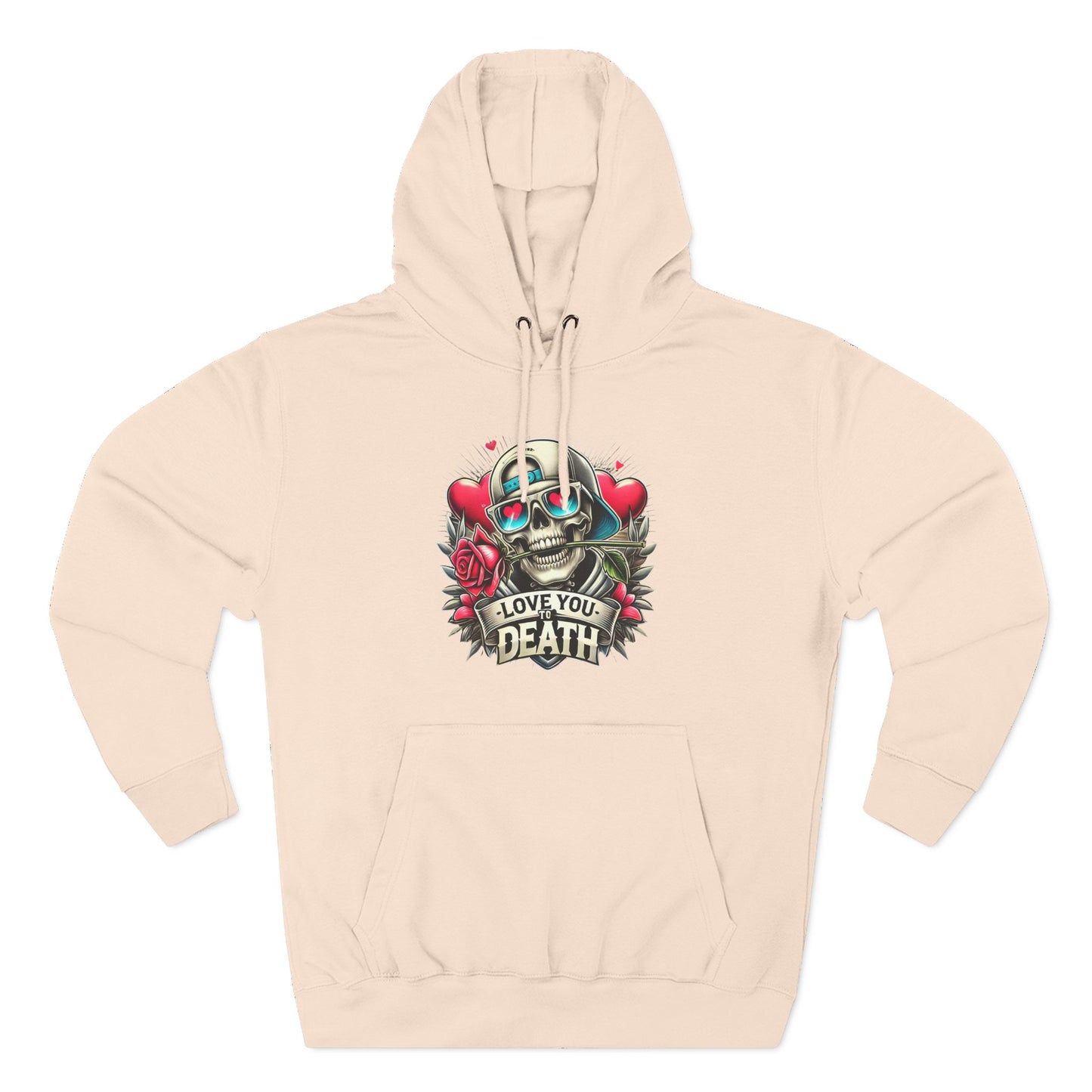 Gothic Love Death Hoodie - Three-Panel Fleece Sweatshirt