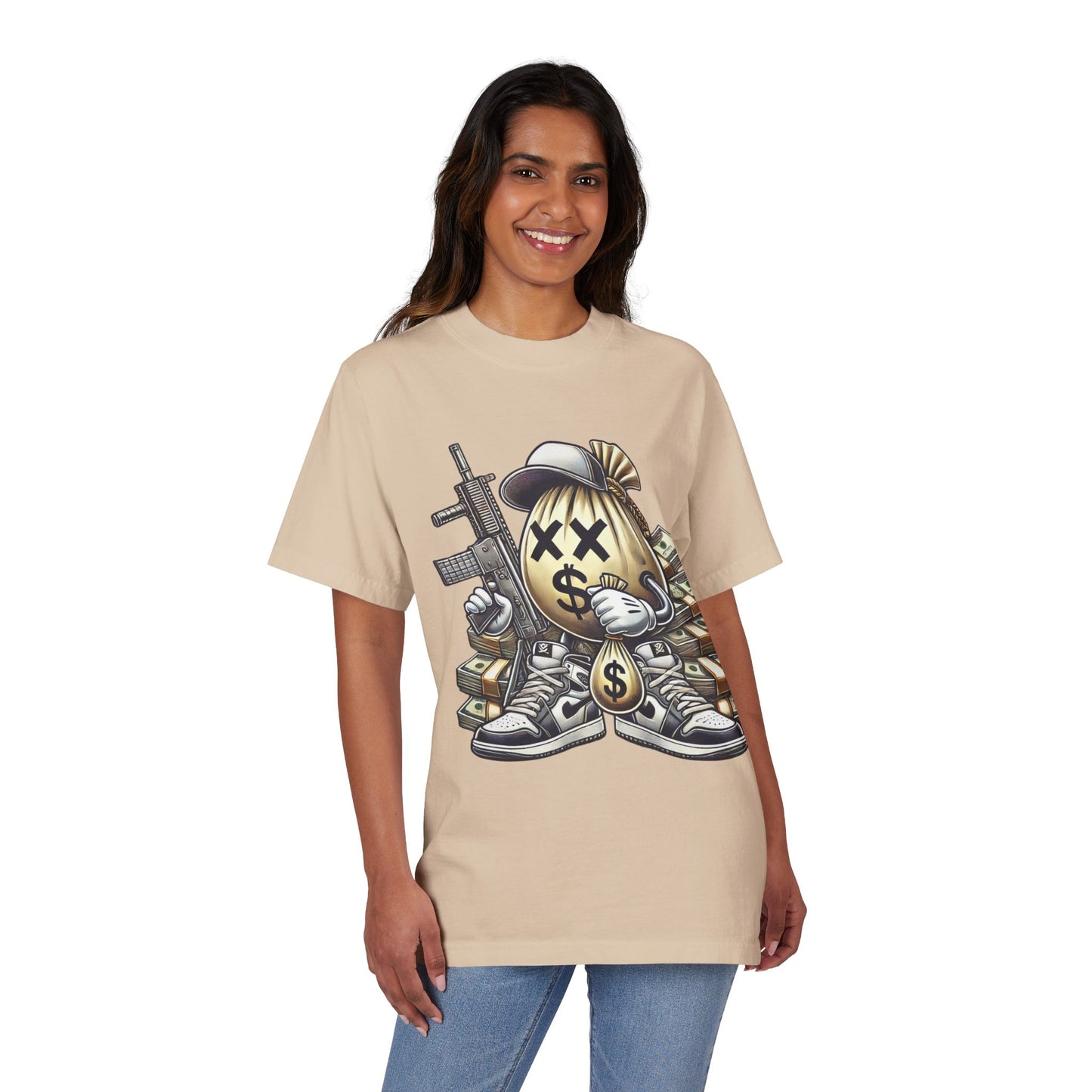 Streetwear Graphic Tee with Money Design, Unisex Casual Shirt, Perfect Gift for Gift for Hustlers, Stylish Relaxed Fit, Trendy Apparel