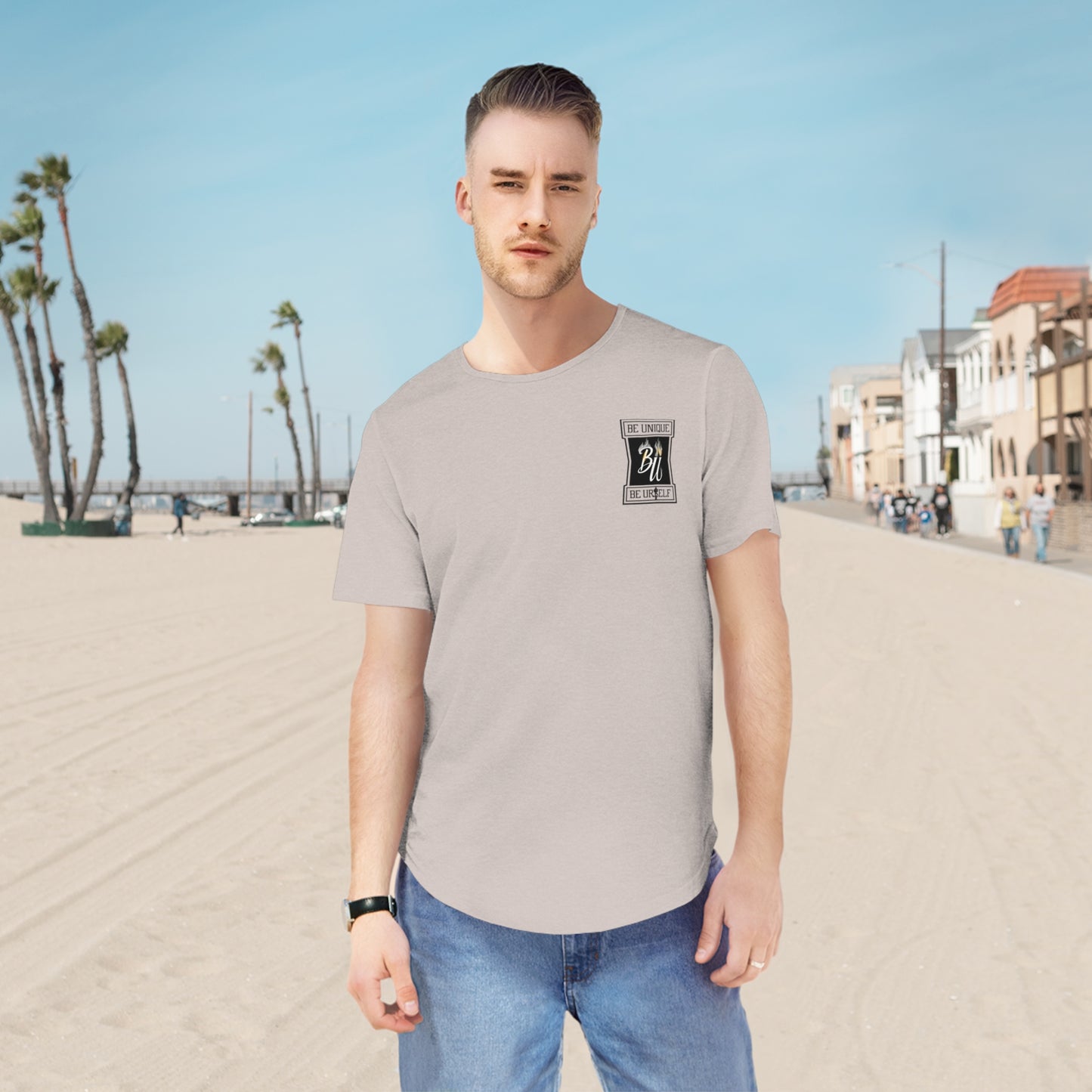 Stylish Men's Jersey Curved Hem Tee, Graphic Tee, Casual Wear, Hipster Fashion, Summer Shirt, Gift for Him