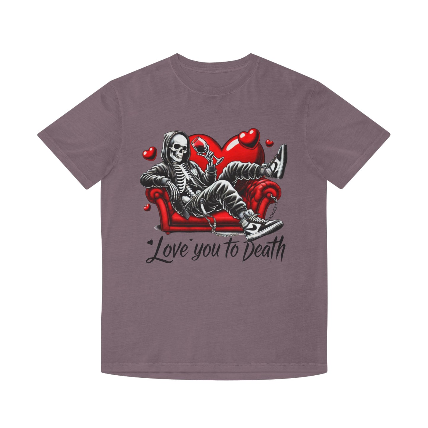 Unisex Faded Graphic Tee for Unique Souls - Love You to Death Design, Casual Wear, Gift for Halloween, Celebrations, Everyday Style