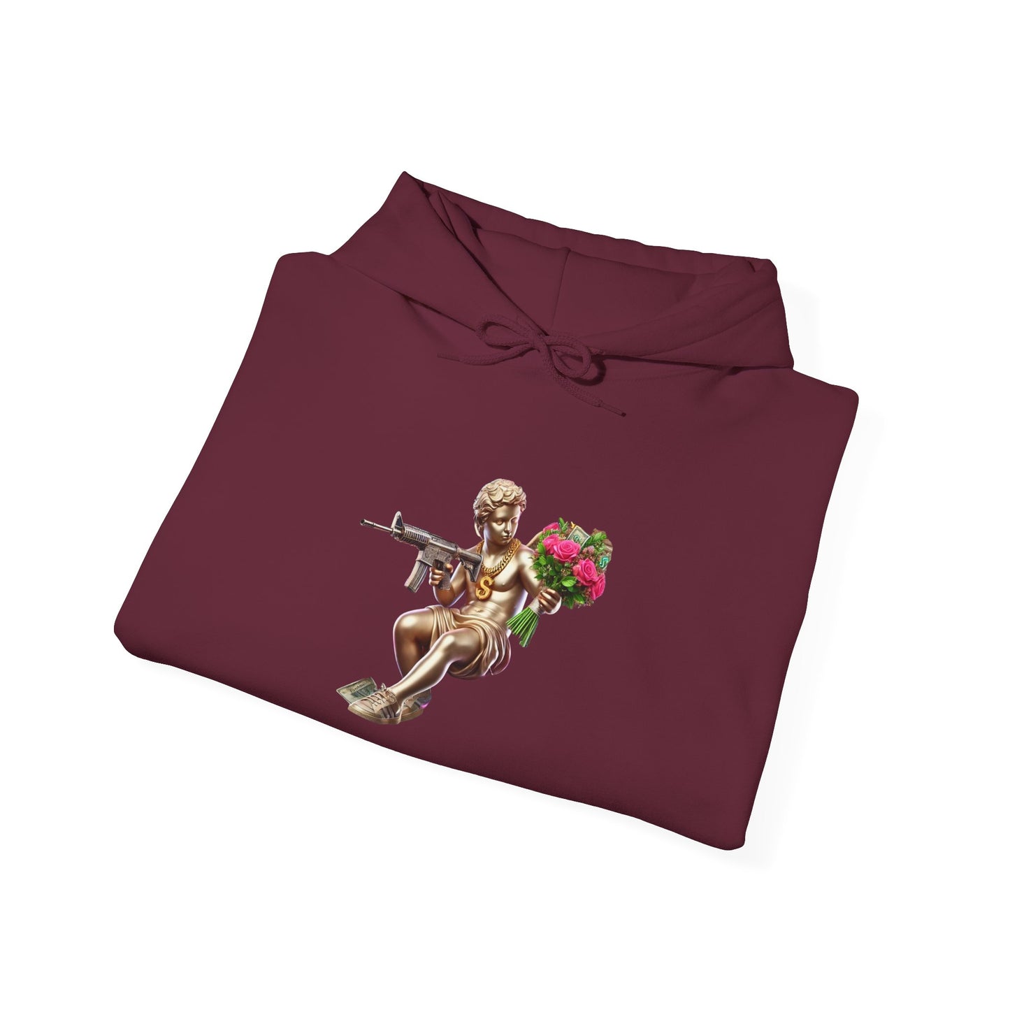 Hoodie — Cherub with Roses Design, 'Be True, Be Yourself' Inspirational Streetwear