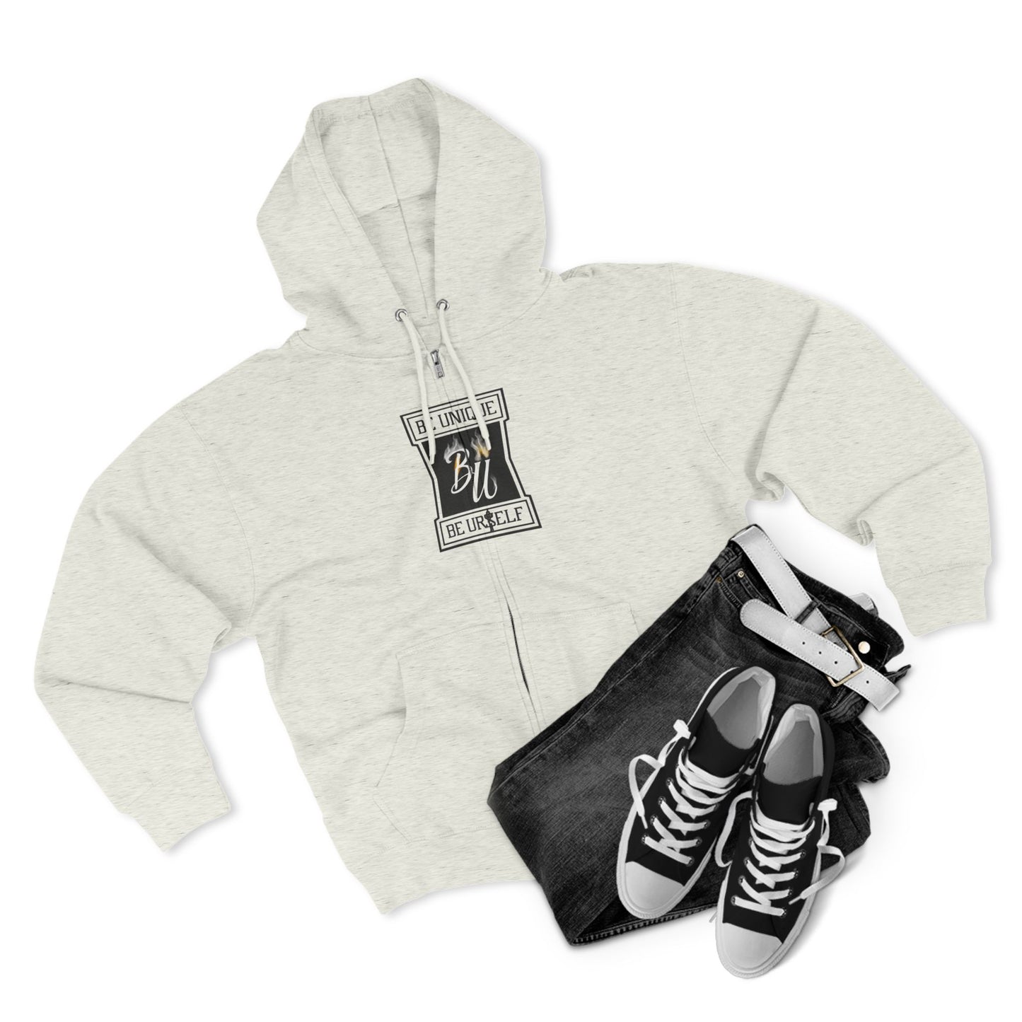 Inspirational Unisex Zip Hoodie - ‘Be Bold, Be Yourself’ - Trendy Graphic Hoodie, Cozy Casual Wear, Unique Gift for Her, Fashion Statement