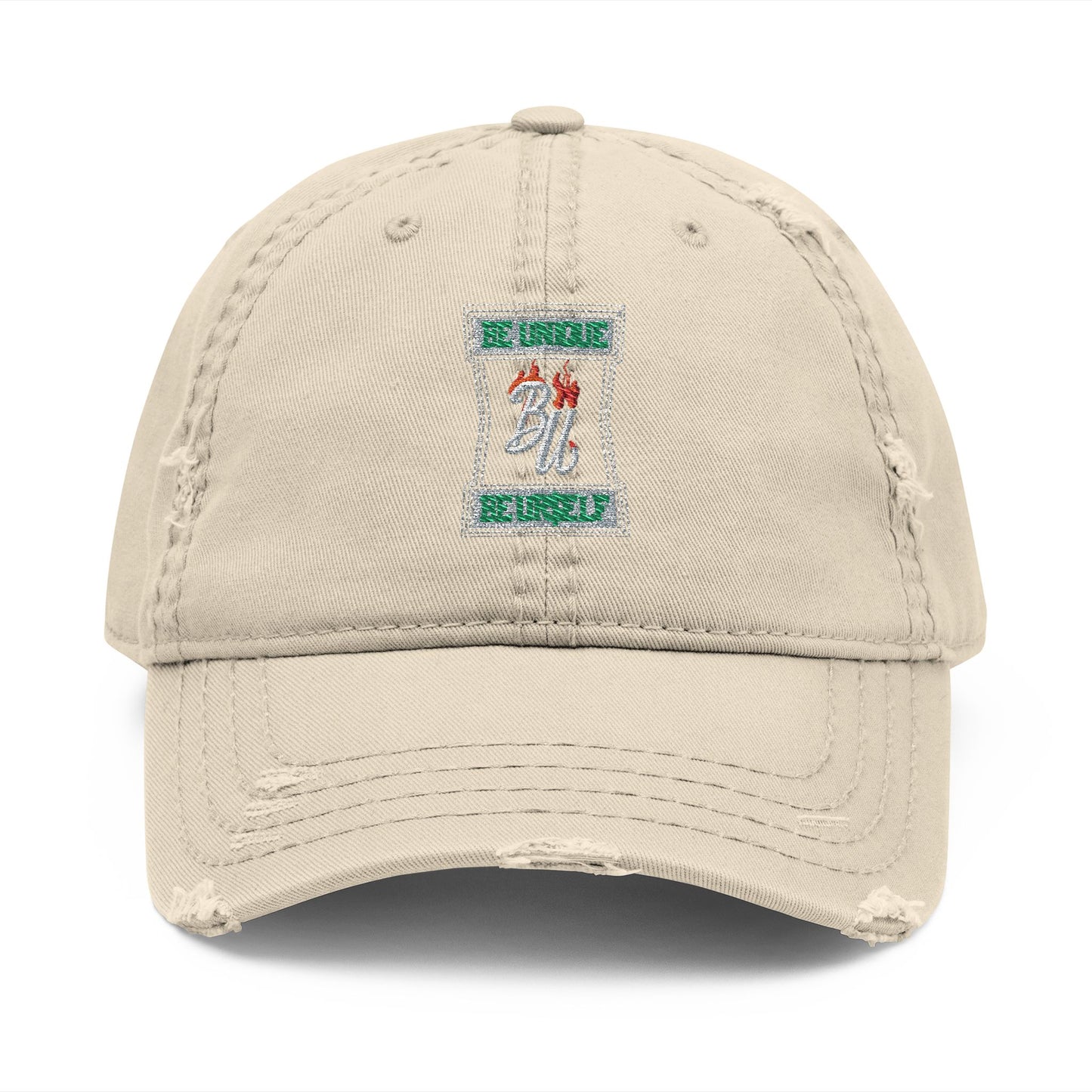 Embroidered Distressed Dad Hat — Retro Patch Logo Cap