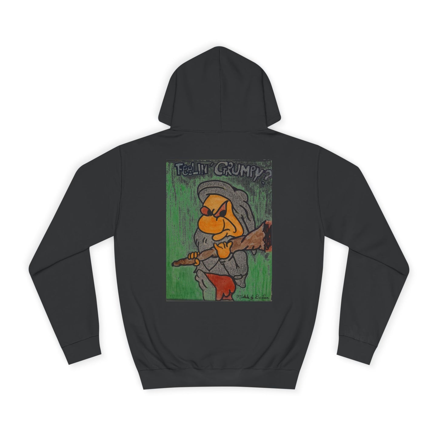 Grumpy Cartoon College Hoodie, Unisex Apparel for Students, Cozy Gift for School, Funny Pullover Sweatshirt, Hooded Sweatshirt