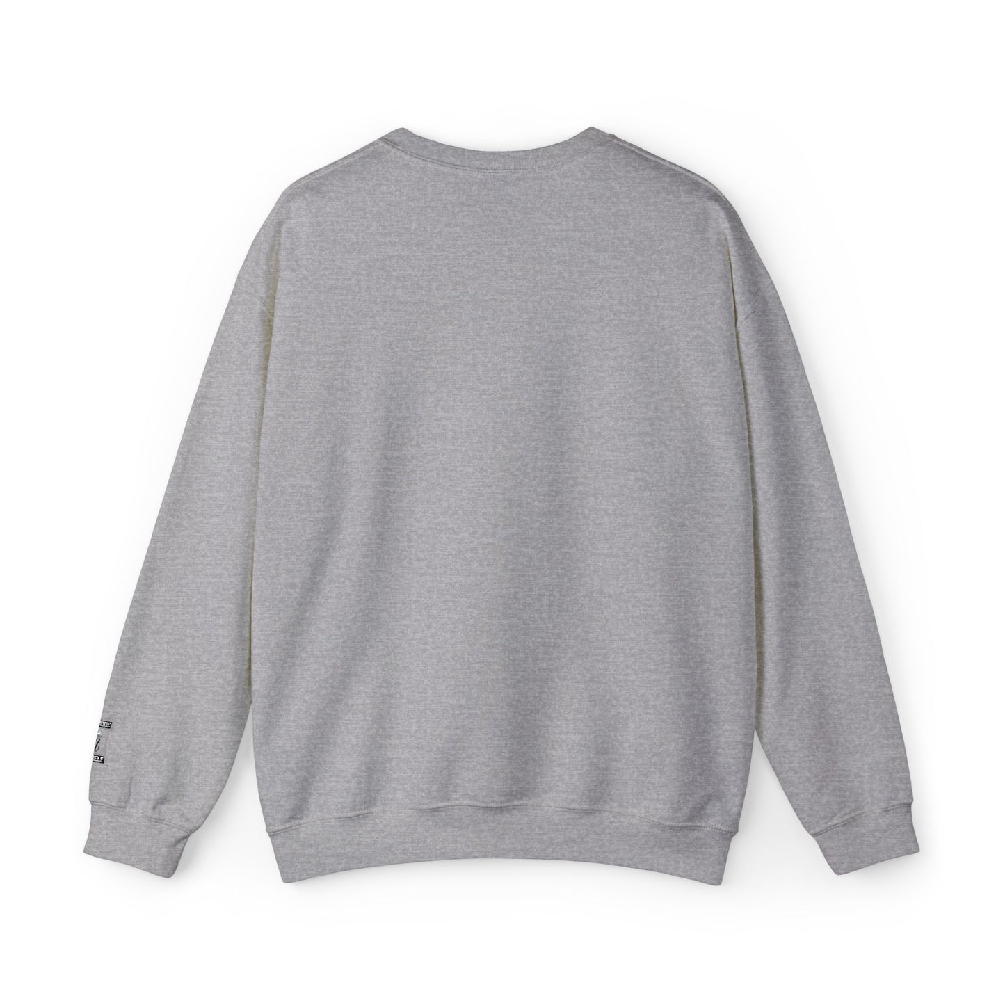 Minimalist White Crewneck Sweatshirt with Small Chest & Sleeve Graphic