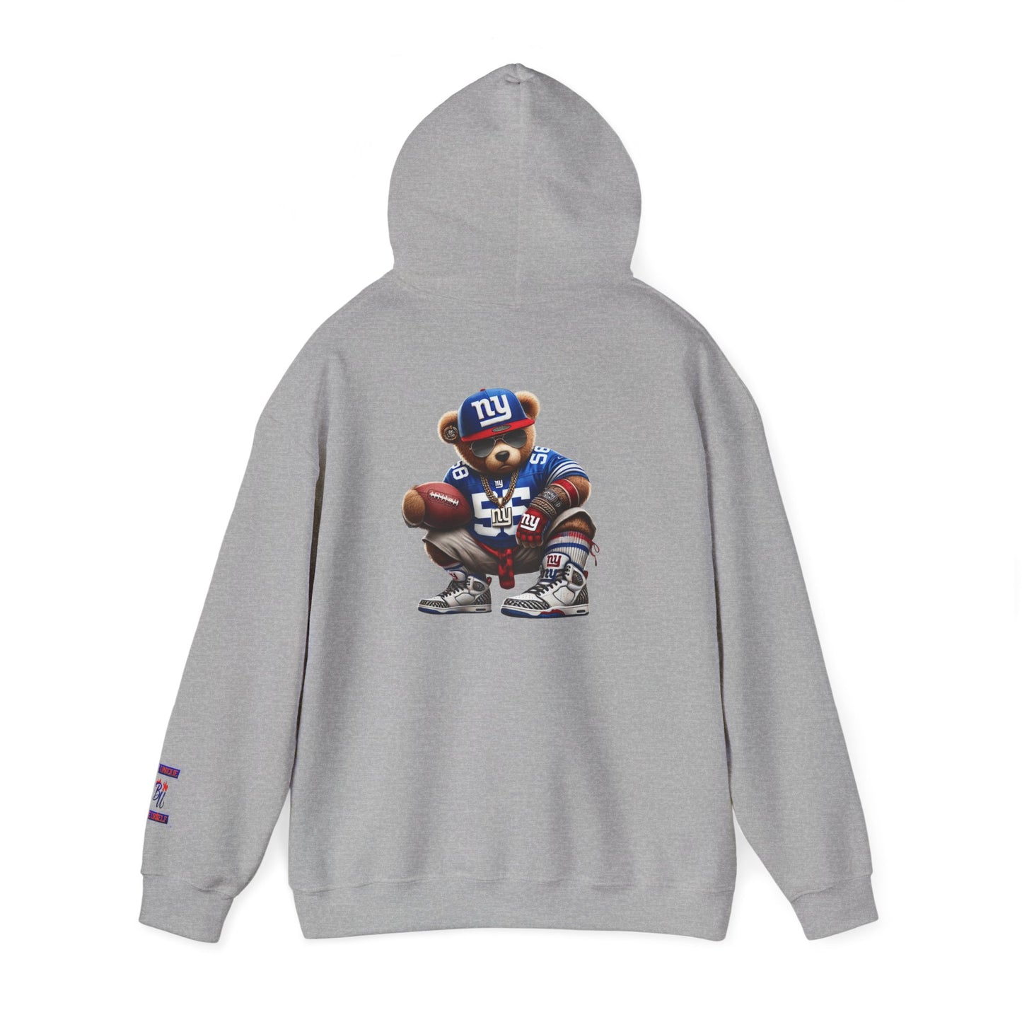 Football Bear Hoodie — Retro NYG Football Player Graphic Sweatshirt