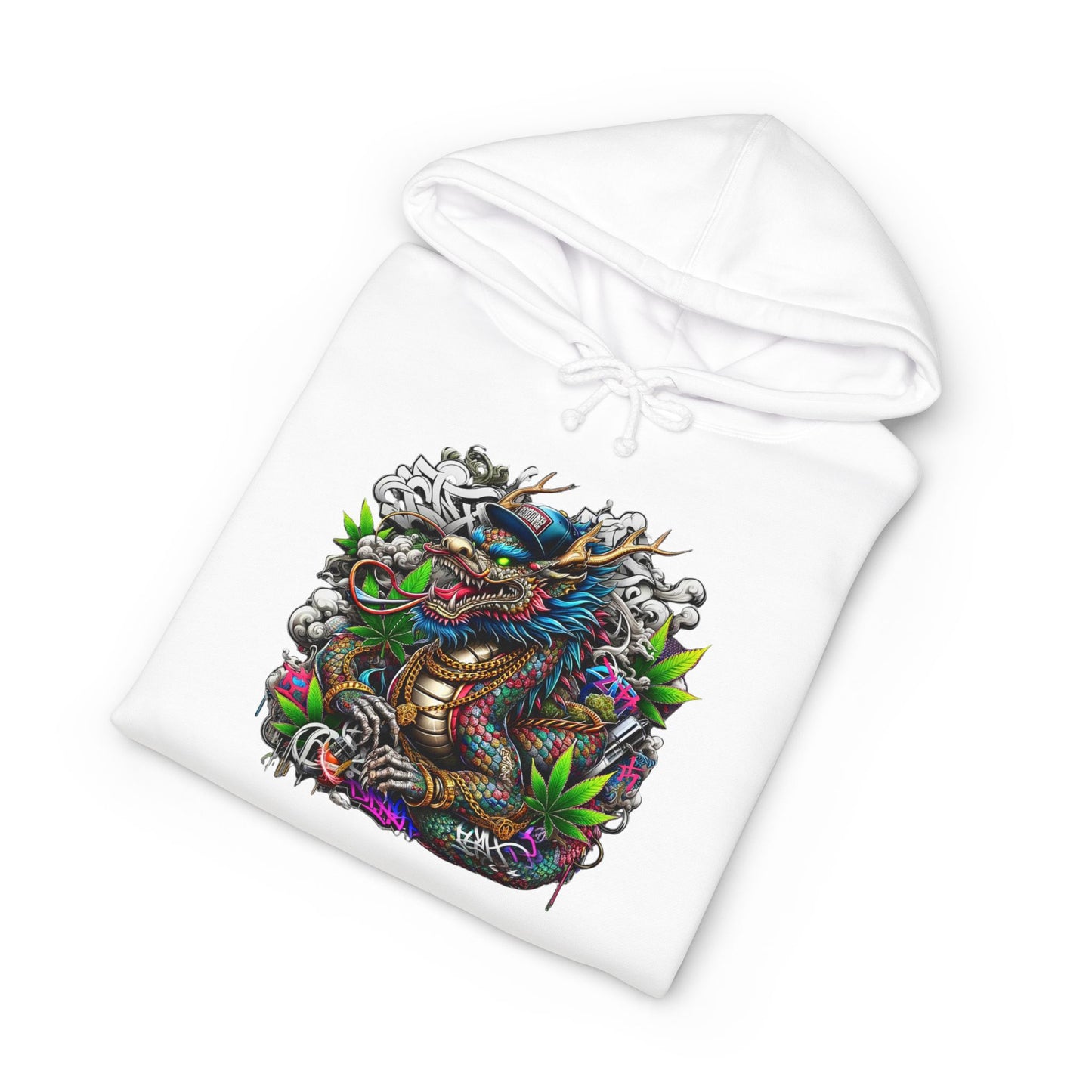 Colorful Dragon Design Unisex Heavyweight Hoodie, Graphic Sweatshirt, Streetwear Fashion, Unique Gift, Cozy Wear