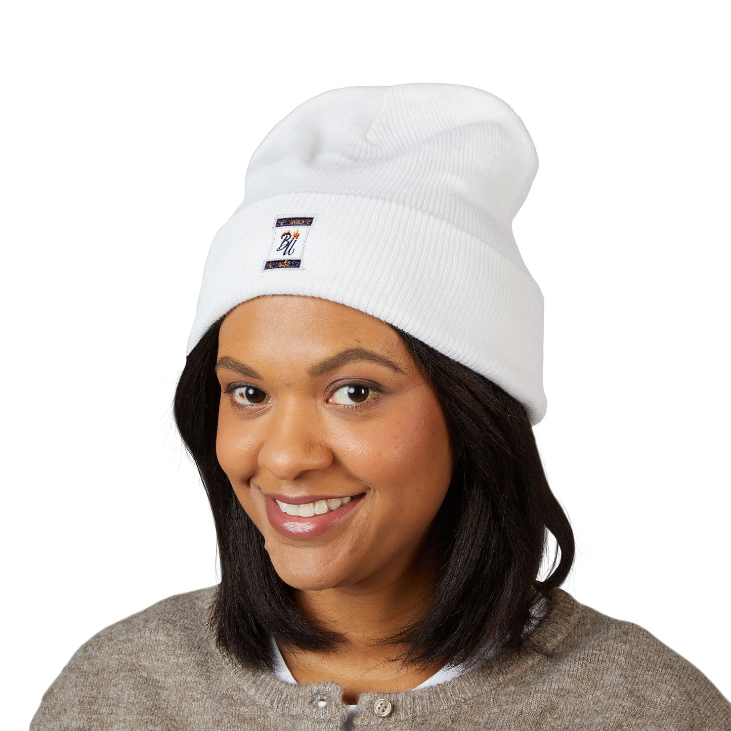 Classic Cuffed Beanie with Bold Embroidery, Cozy Winter Hat, Stylish Knit Cap, Perfect Gift for Her, Unisex Beanie