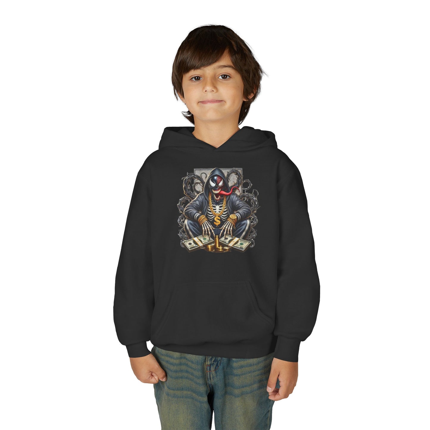 Youth Hoodie — Be Unique Be Urself Graphic Hoodie with Octopus Skull Design