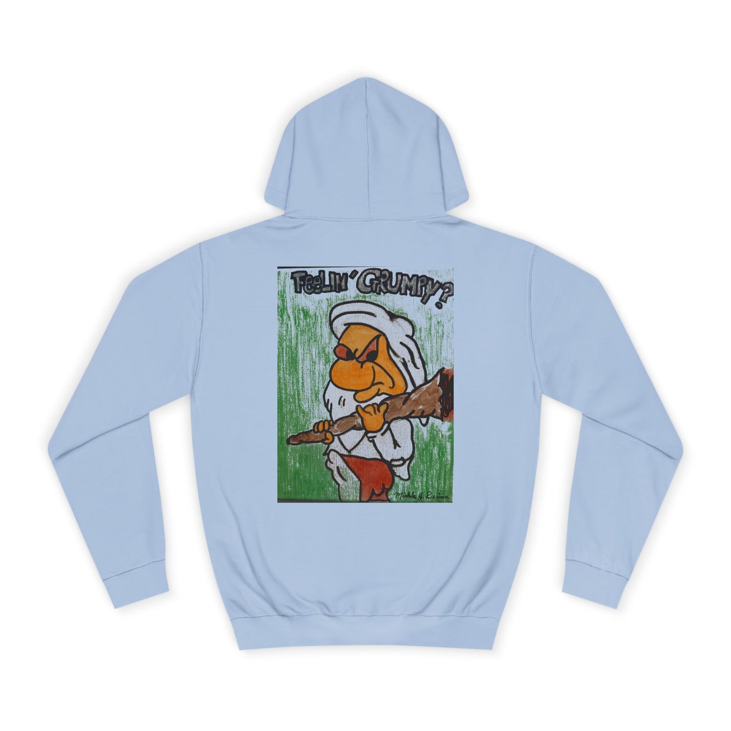 Grumpy Cartoon College Hoodie, Unisex Apparel for Students, Cozy Gift for School, Funny Pullover Sweatshirt, Hooded Sweatshirt
