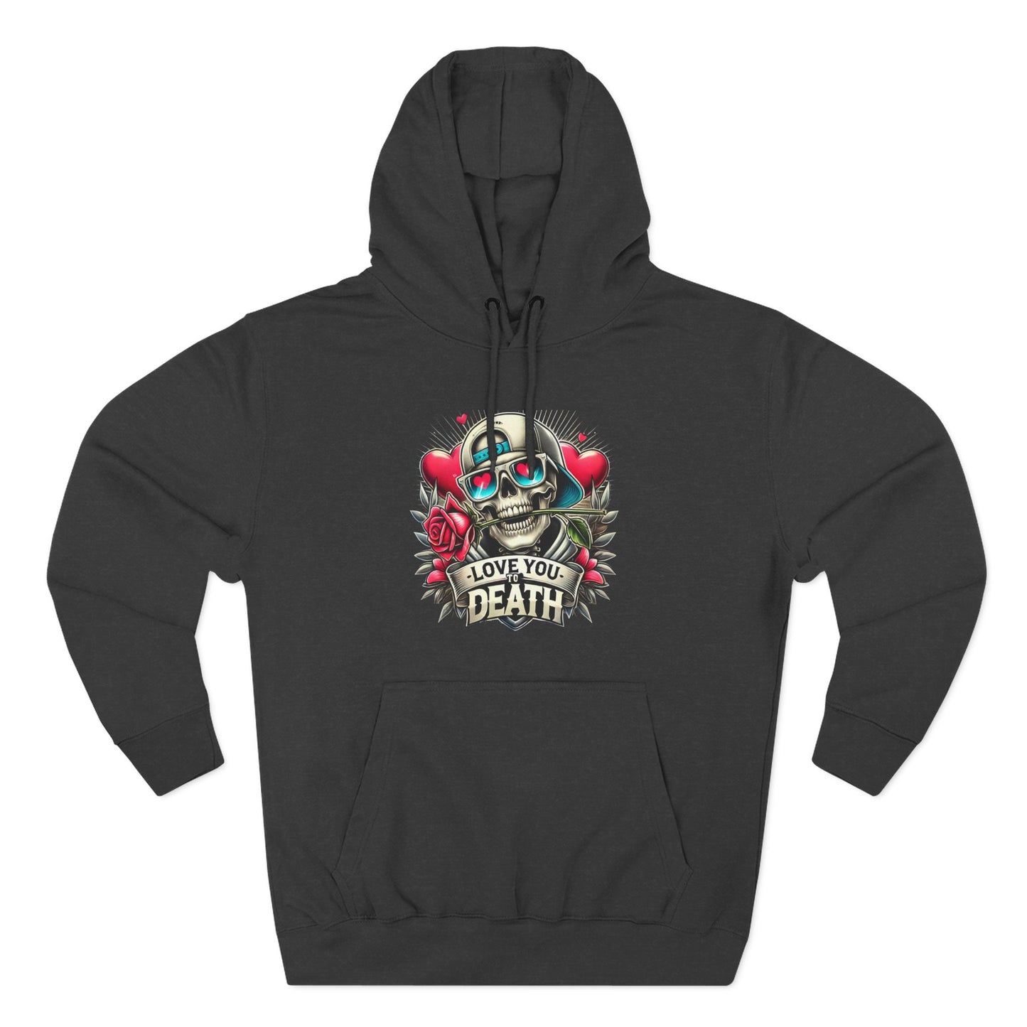 Gothic Love Death Hoodie - Three-Panel Fleece Sweatshirt